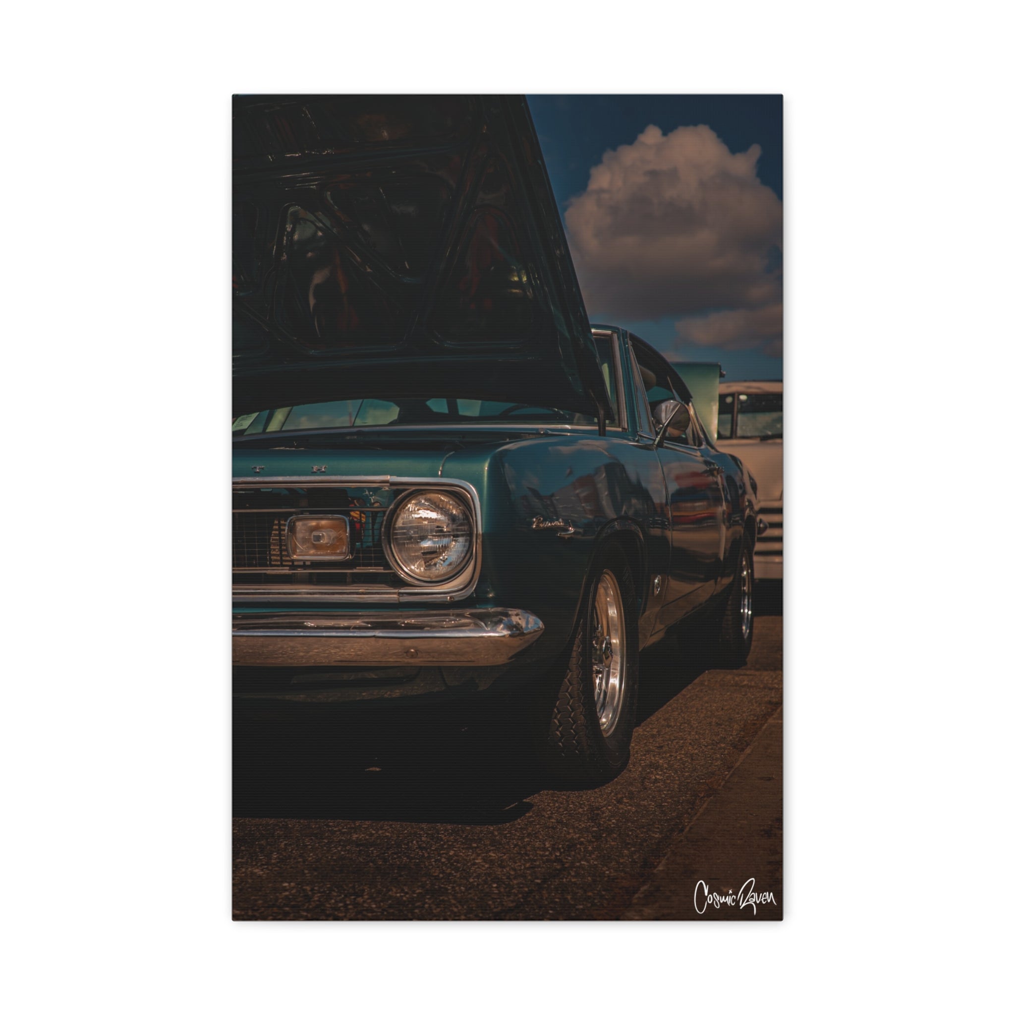 Mom’s Checkered Flag Canvas - 67 Barracuda Vintage Muscle Car Photography Print Wall Art