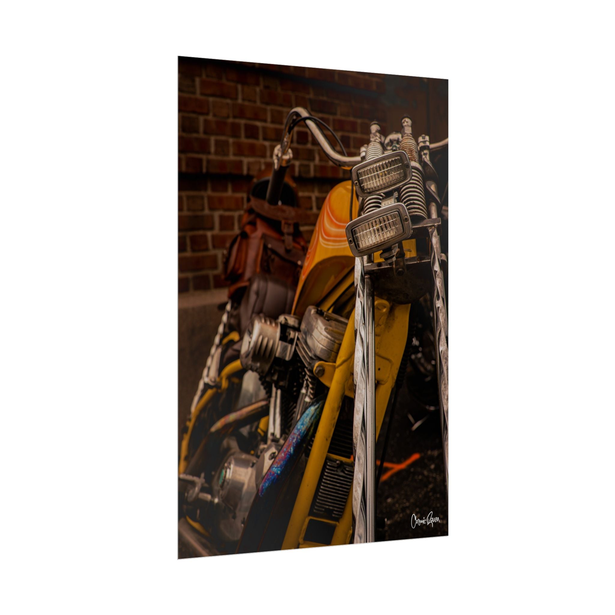 Yellowjacket Poster — Vintage Chopper Motorcycle Close-Up Photography Wall Art