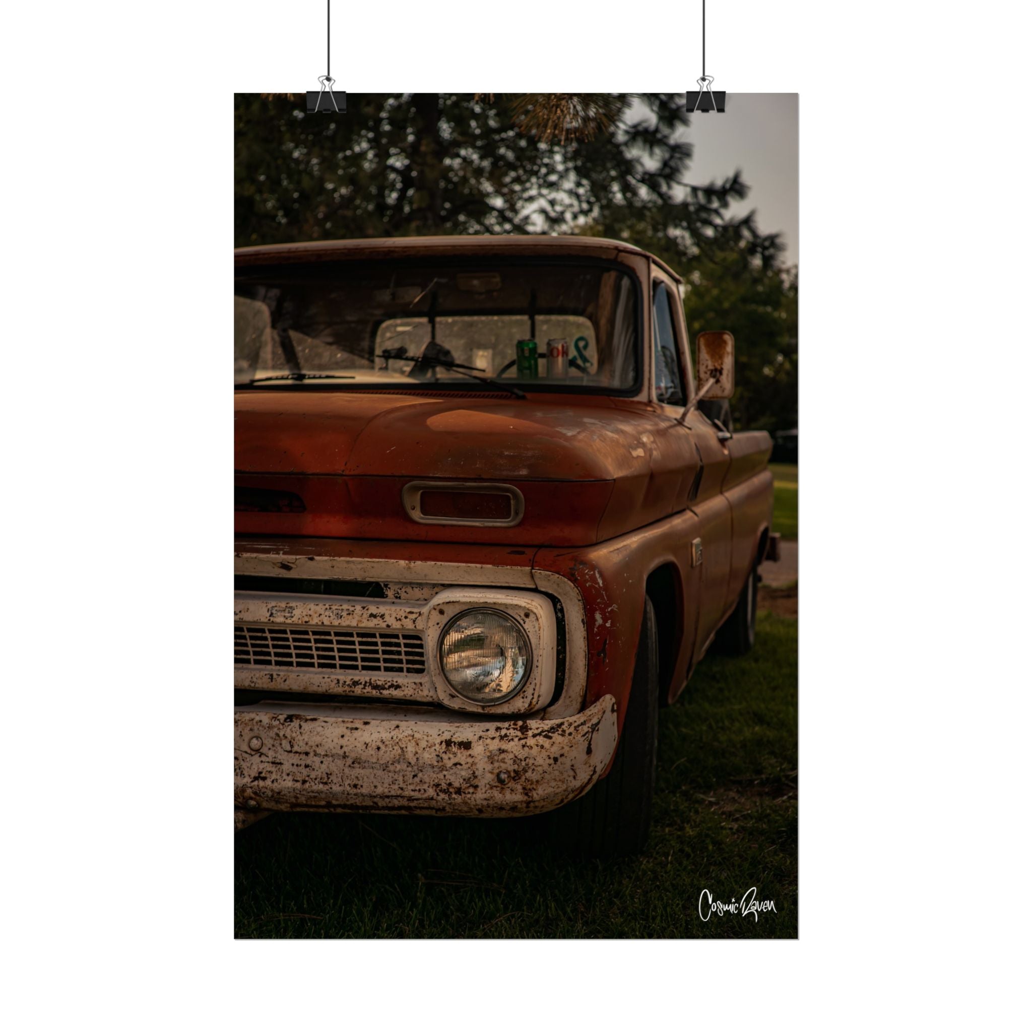 The 66 Poster - Rustic Vintage Chevy Truck Wall Art Print