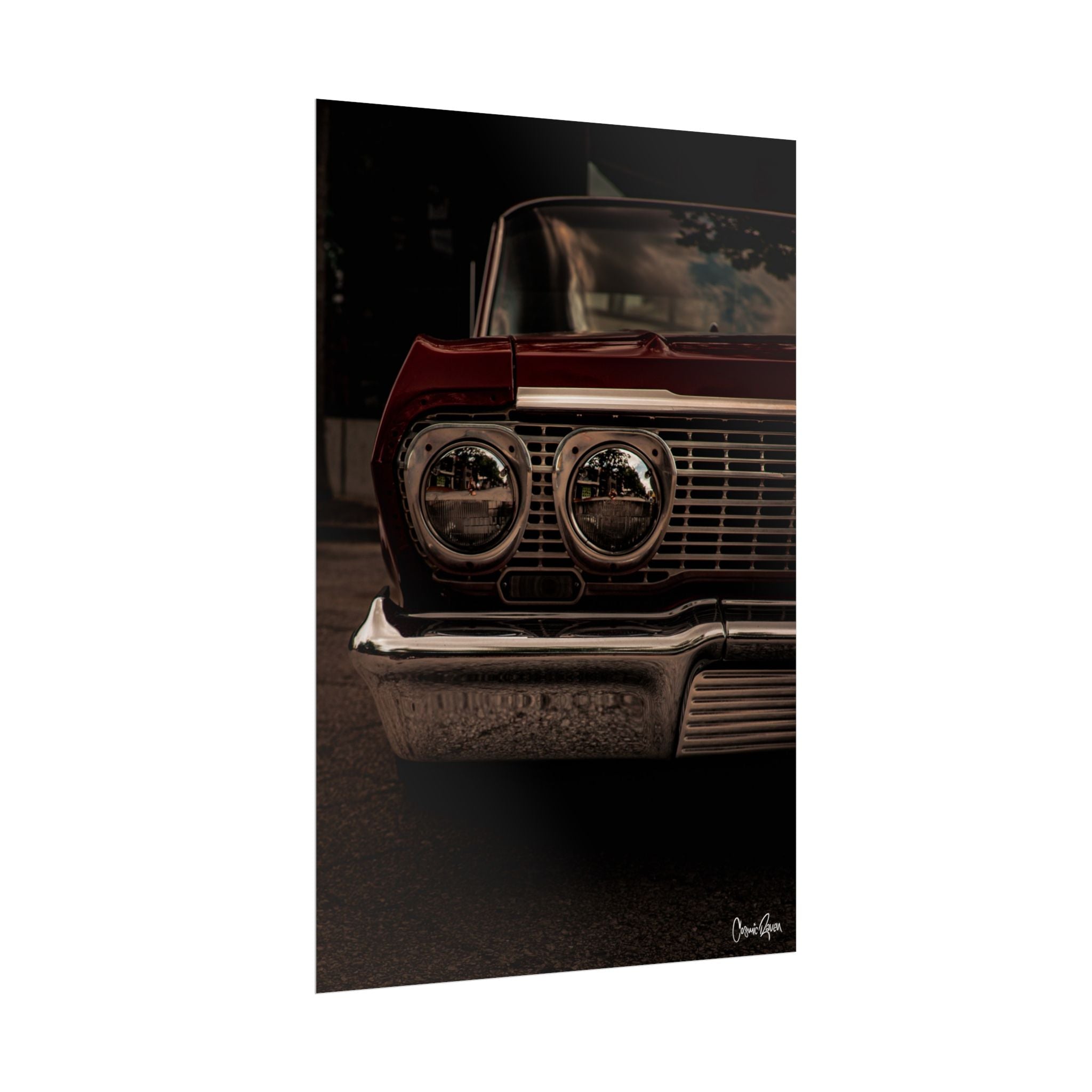 Bloodline Poster — Vintage Red Car Photography Front Close-Up Rolled Art Print