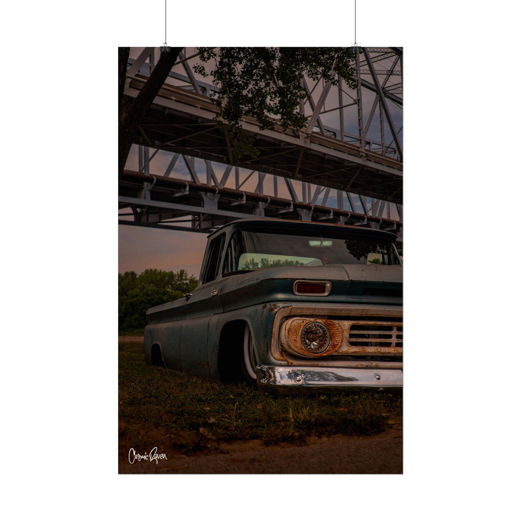 Riverbanks Poster - Vintage Slammed Chevy Truck Wall Art Print