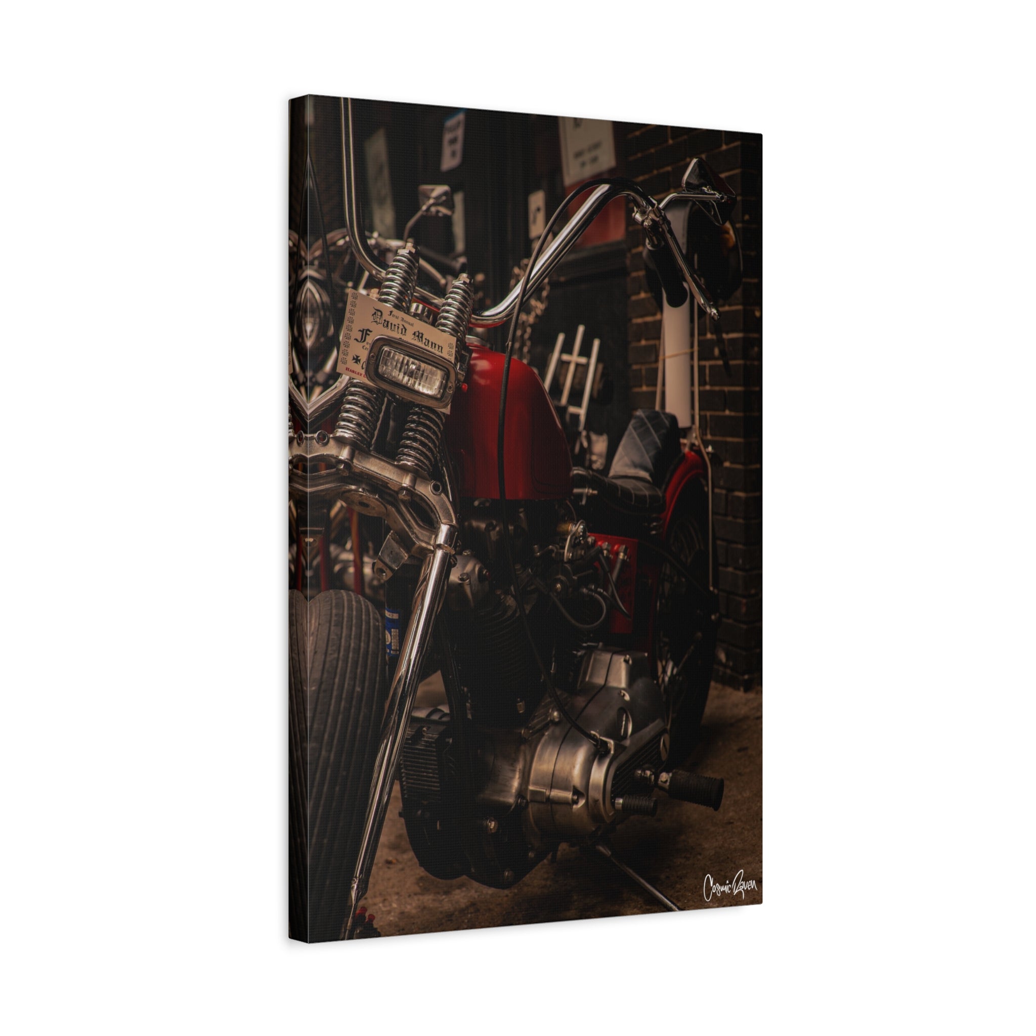Red Outlaw Canvas - Vintage Red Chopper Motorcycle Photography Canvas