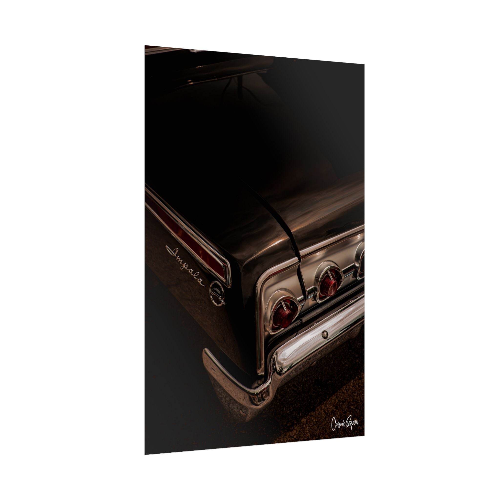Black Impala Poster - Classic Car Poster Vintage Tail Light Automotive Wall Art