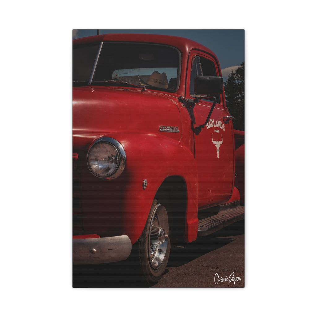 Cowpoke Canvas - Red Chevy Vintage Red Truck Canvas Art Print