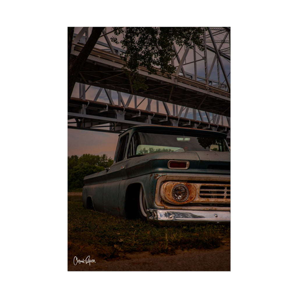 Riverbanks Poster - Vintage Slammed Chevy Truck Wall Art Print