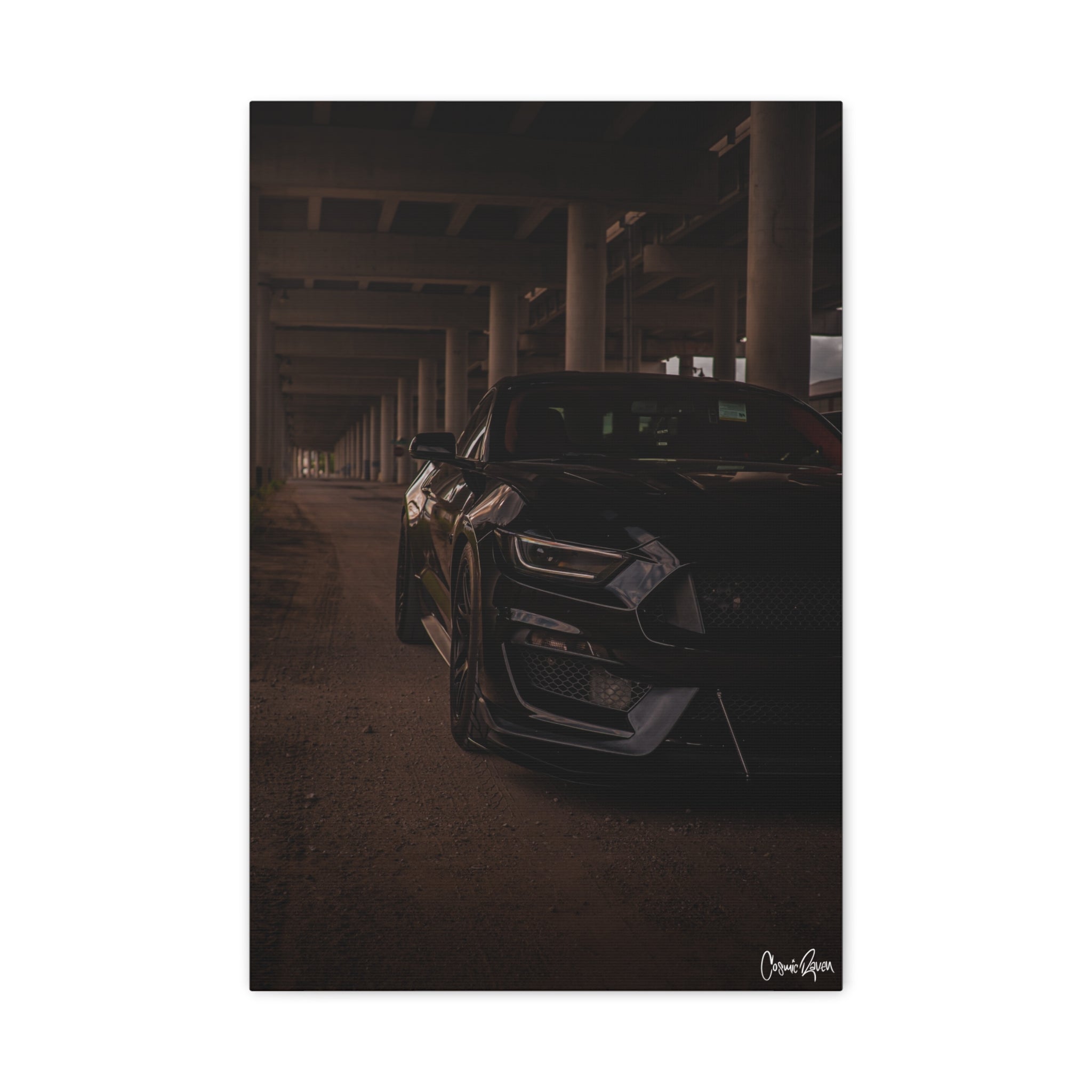 Scarlet Shadow Canvas - Mustang Muscle Car Matte Canvas Wall Art Dark Underpass Print