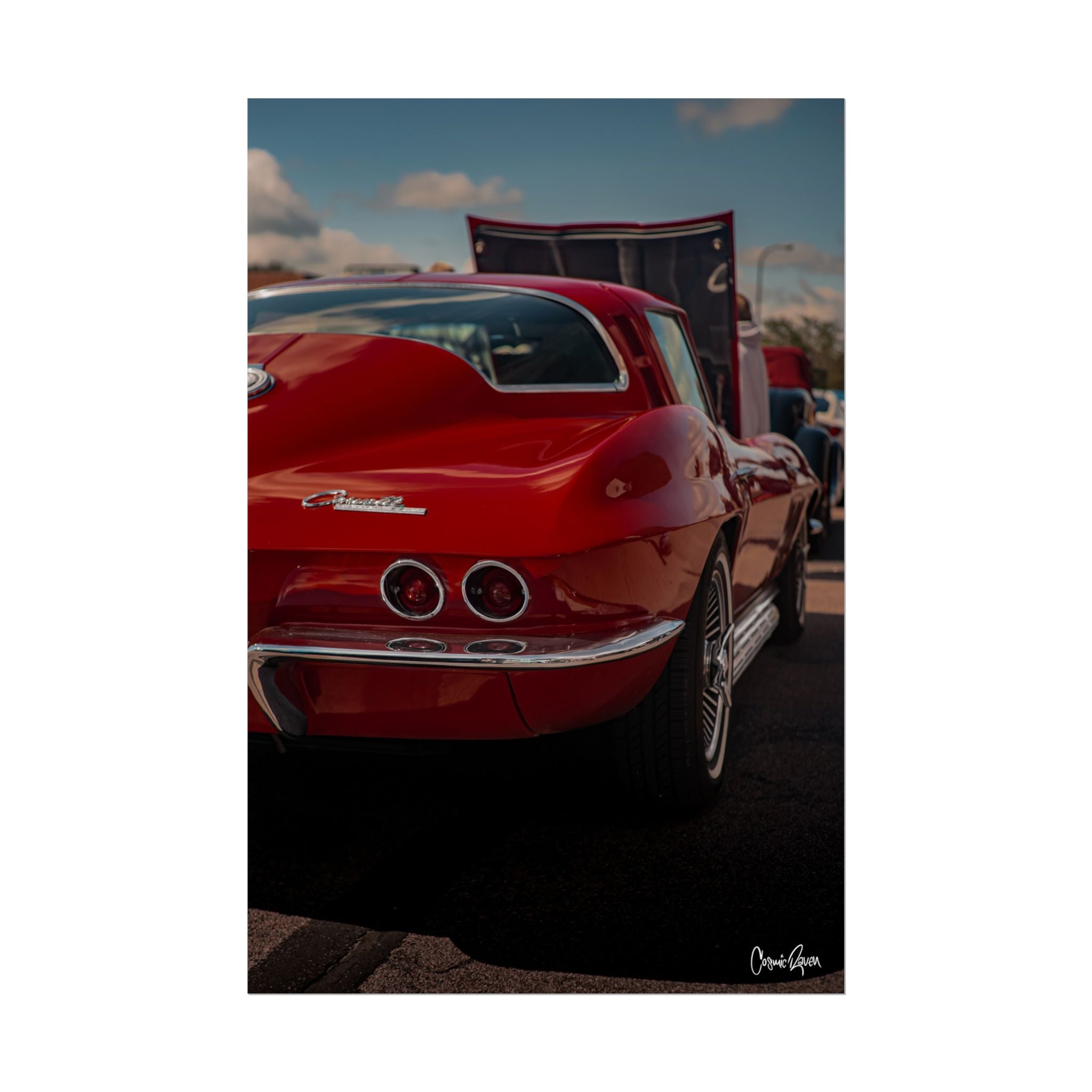 Cherrybomb Poster - Vintage Red Corvette Classic Car Photography Wall Art