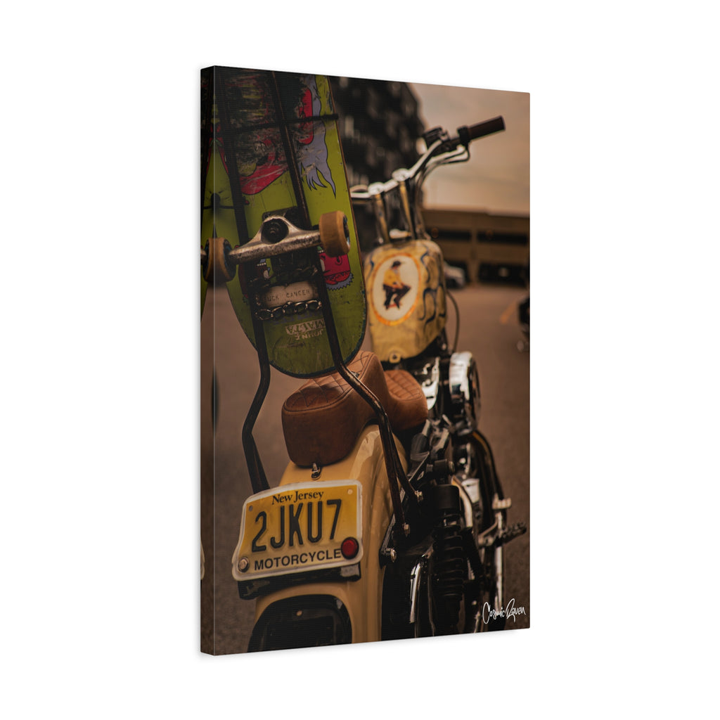 Kickflip Cowboy Canvas - Vintage Motorcycle Canvas Art Print