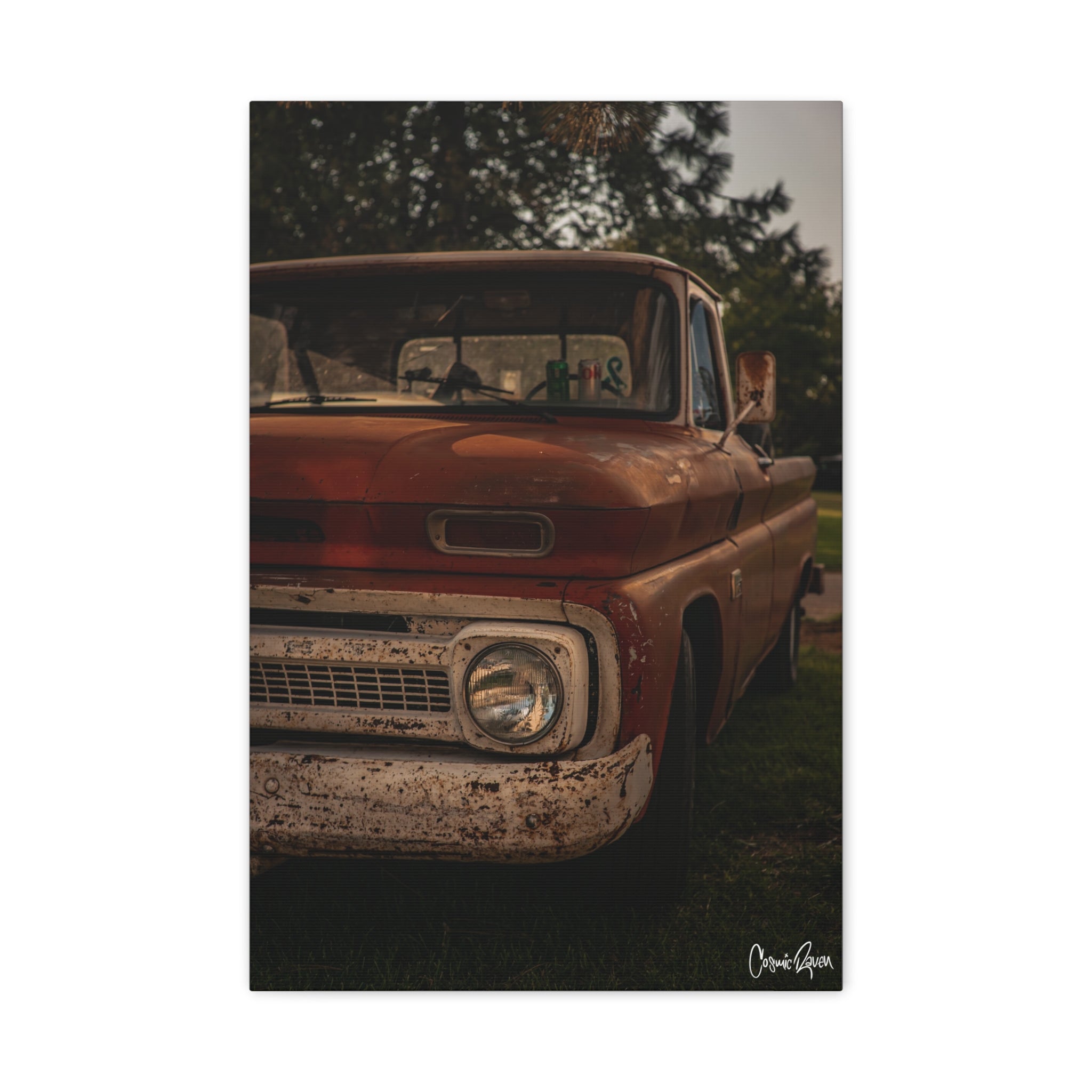 The 66 Canvas - Rustic Vintage Chevy Truck Matte Canvas Print — Stretched Wall Art