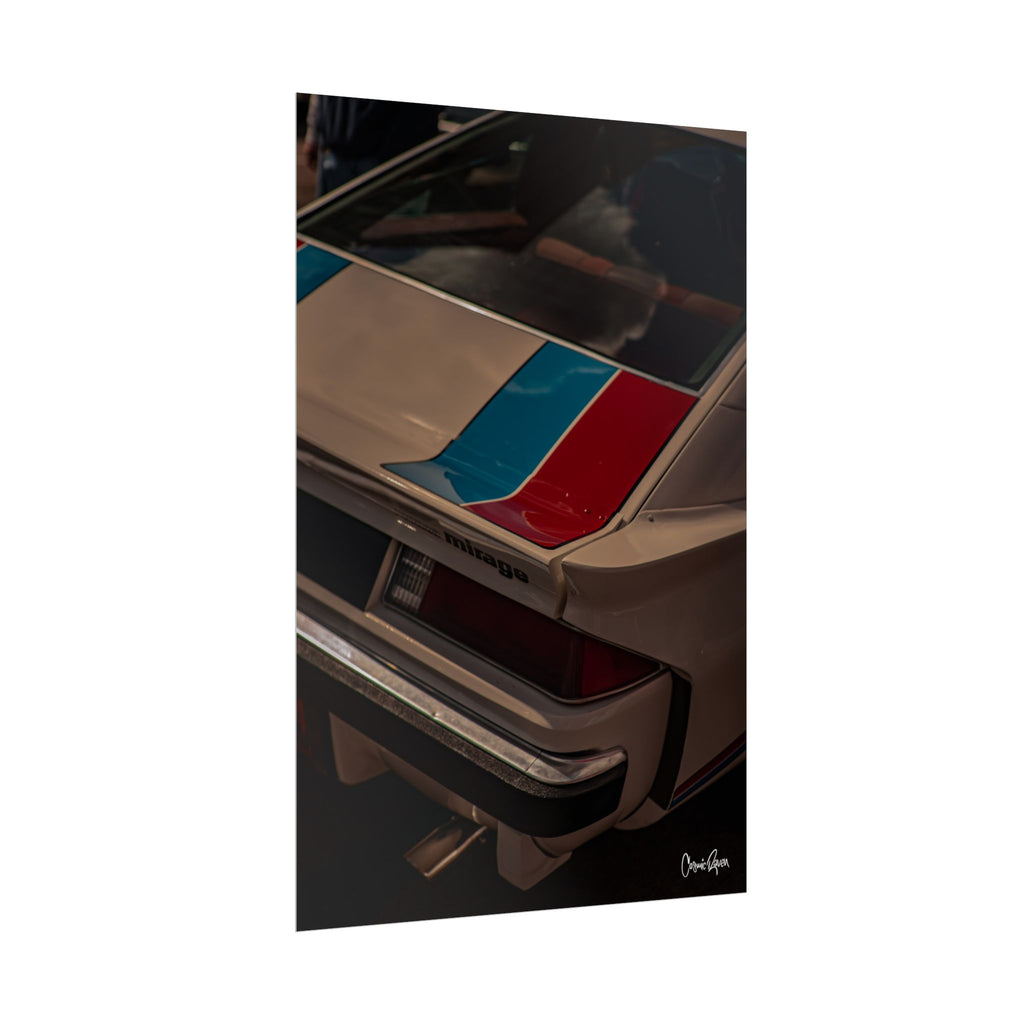 Mirage Poster - Vintage Muscle Car Poster Classic Rear Fender with Racing Stripe (Rolled Poster)