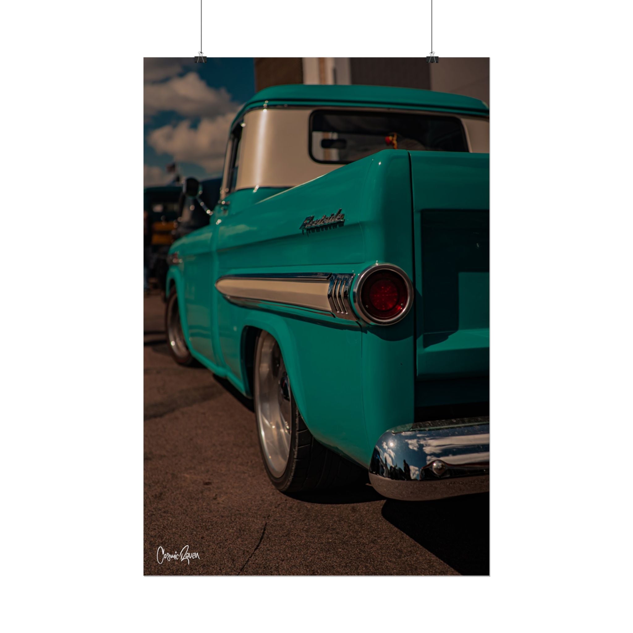 Seafoam Poster - Vintage Teal Truck Retro Automotive Photography Wall Art