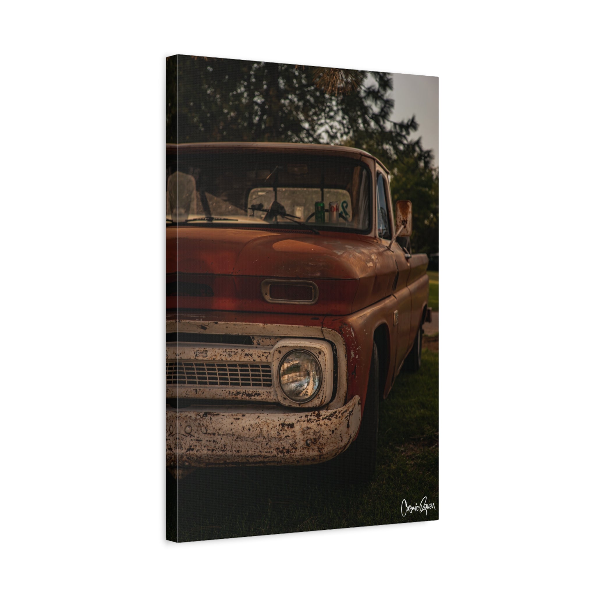 The 66 Canvas - Rustic Vintage Chevy Truck Matte Canvas Print — Stretched Wall Art