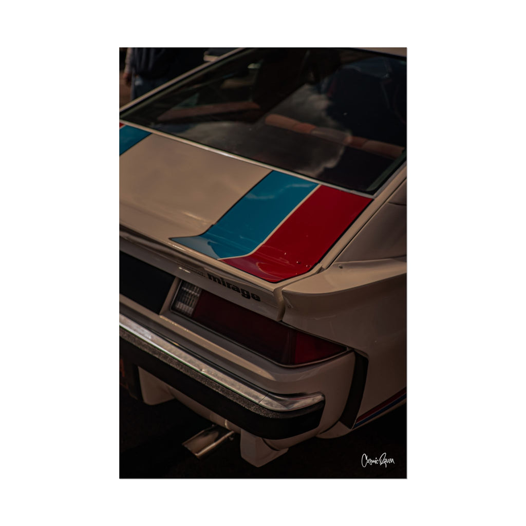 Mirage Poster - Vintage Muscle Car Poster Classic Rear Fender with Racing Stripe (Rolled Poster)