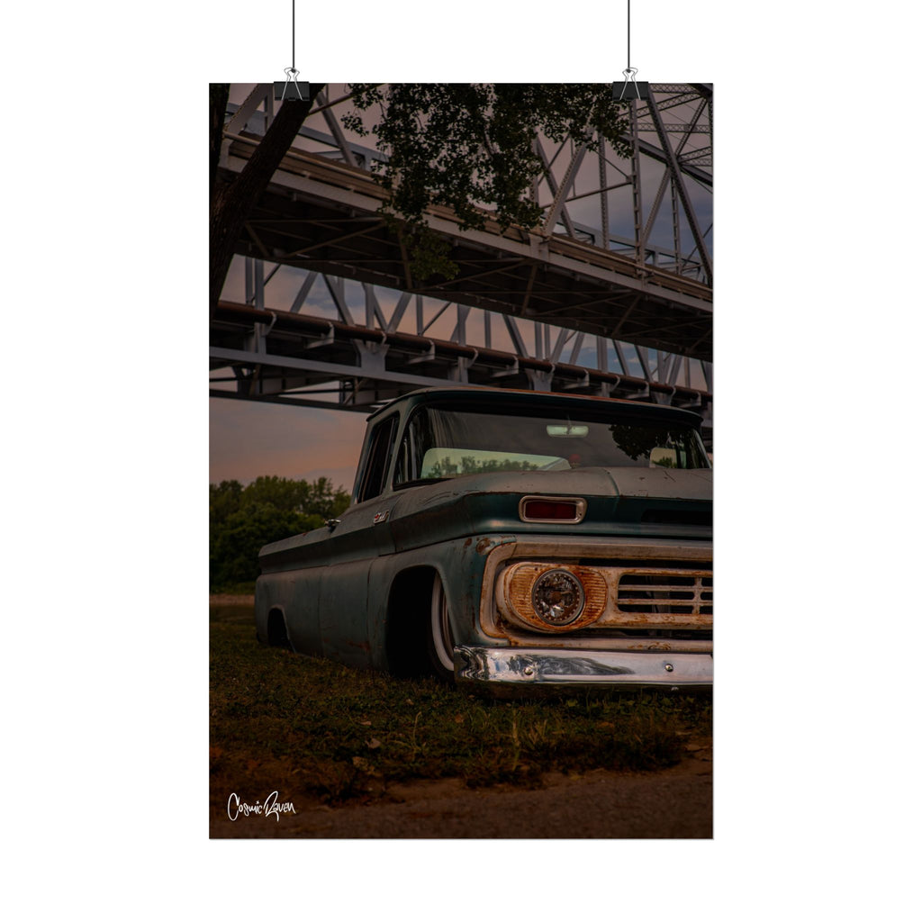 Riverbanks Poster - Vintage Slammed Chevy Truck Wall Art Print