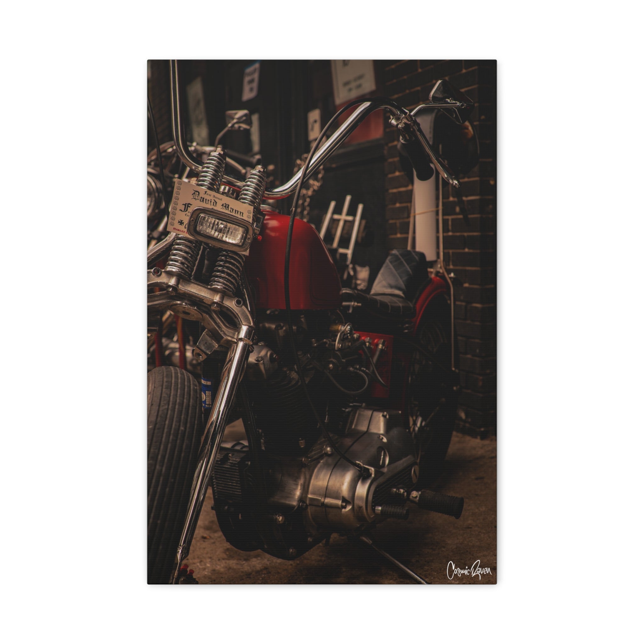 Red Outlaw Canvas - Vintage Red Chopper Motorcycle Photography Canvas