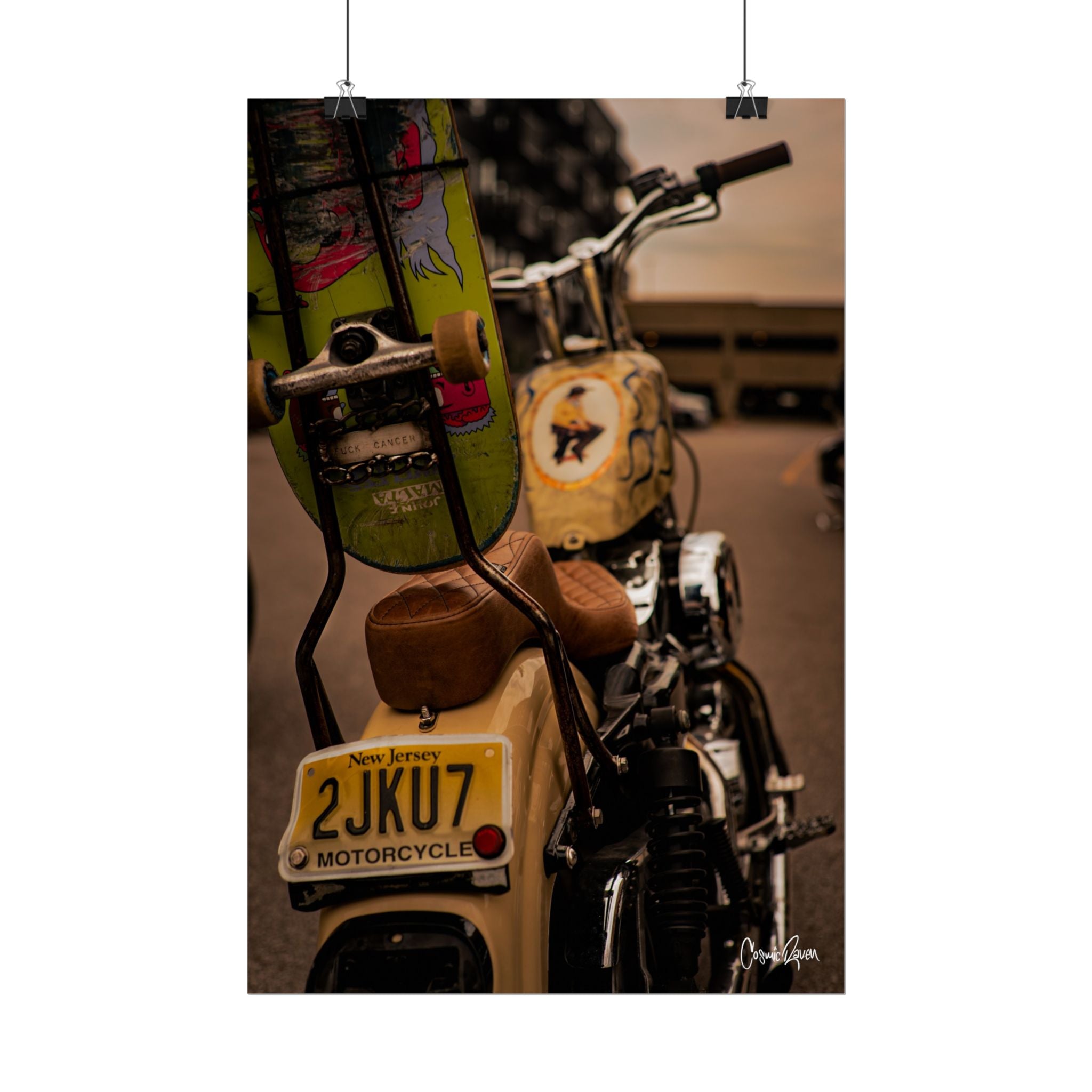 Kickflip Cowboy Poster - Vintage Motorcycle Canvas Art Print