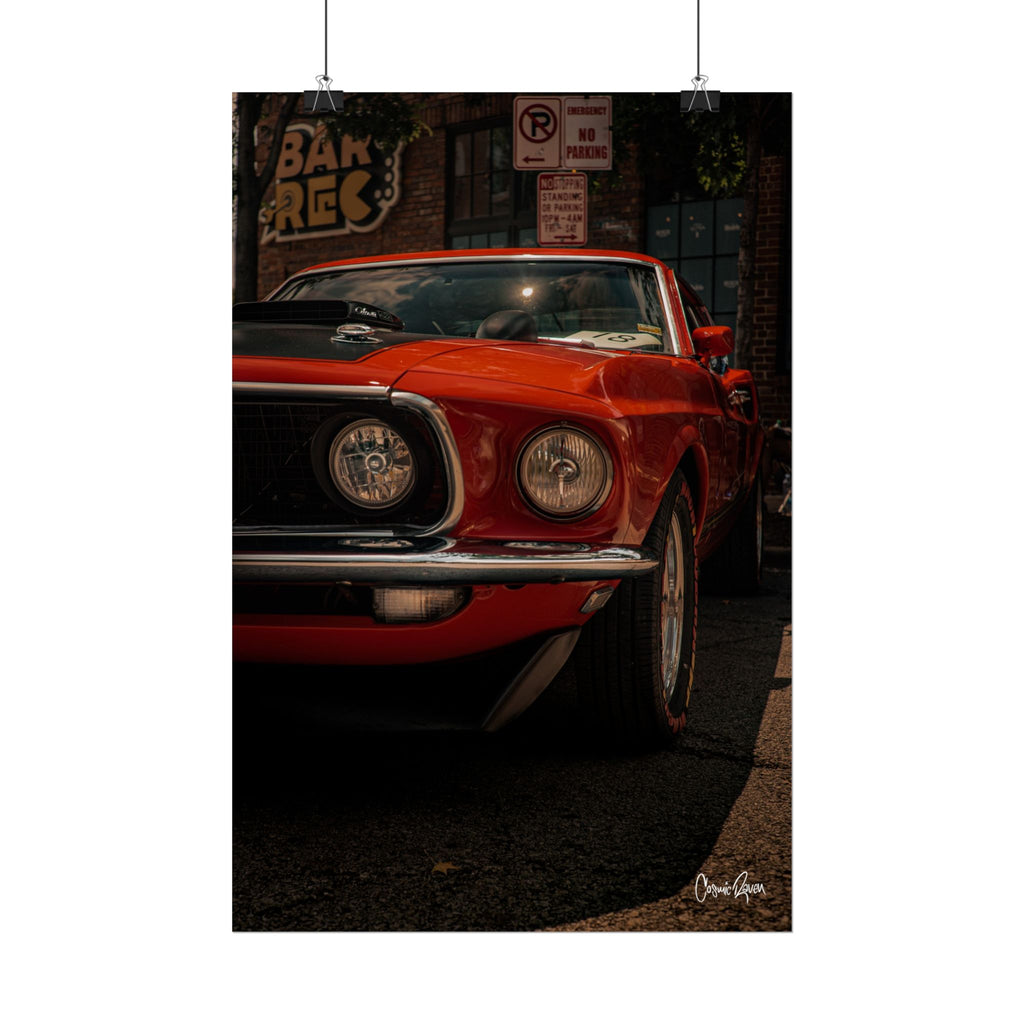 Sunlit Stallion Poster — Classic Mustang VintageMuscle Car Wall Art (Rolled)