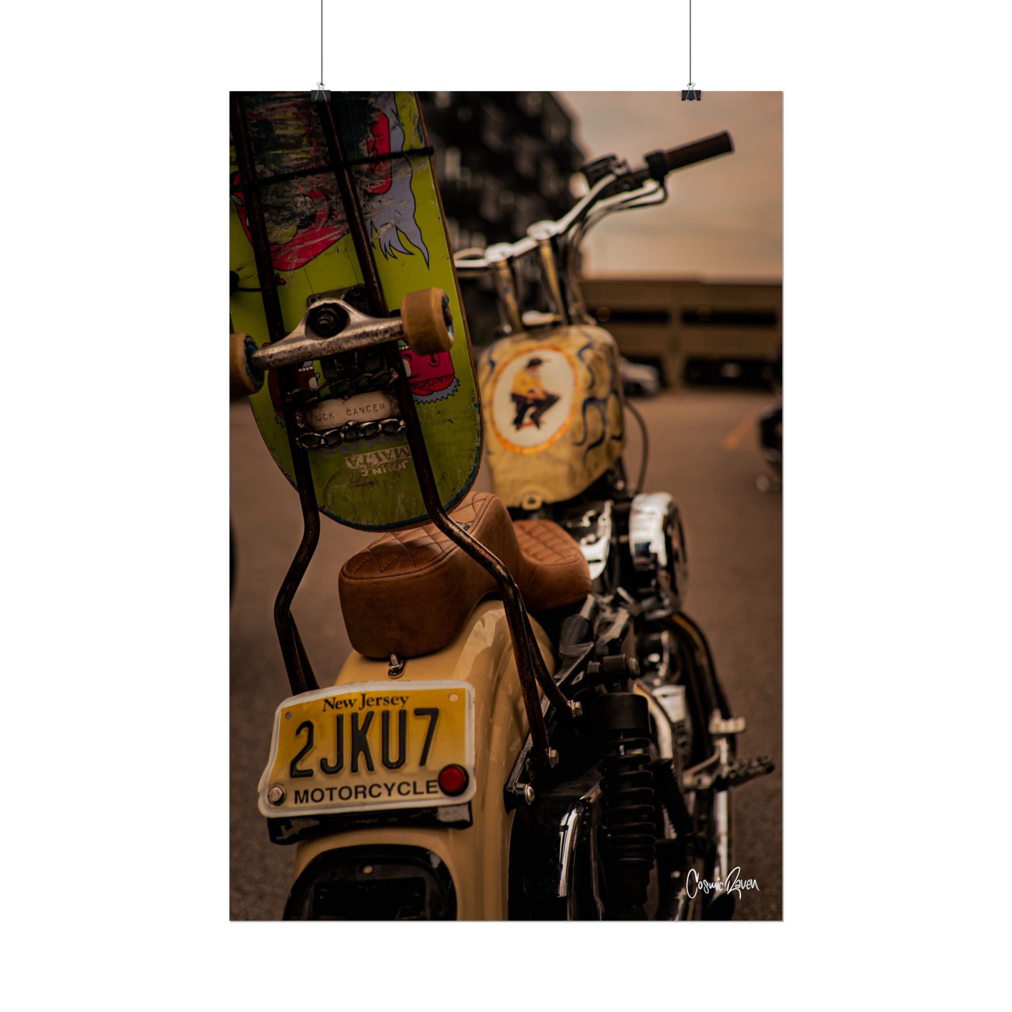 Kickflip Cowboy Poster - Vintage Motorcycle Canvas Art Print