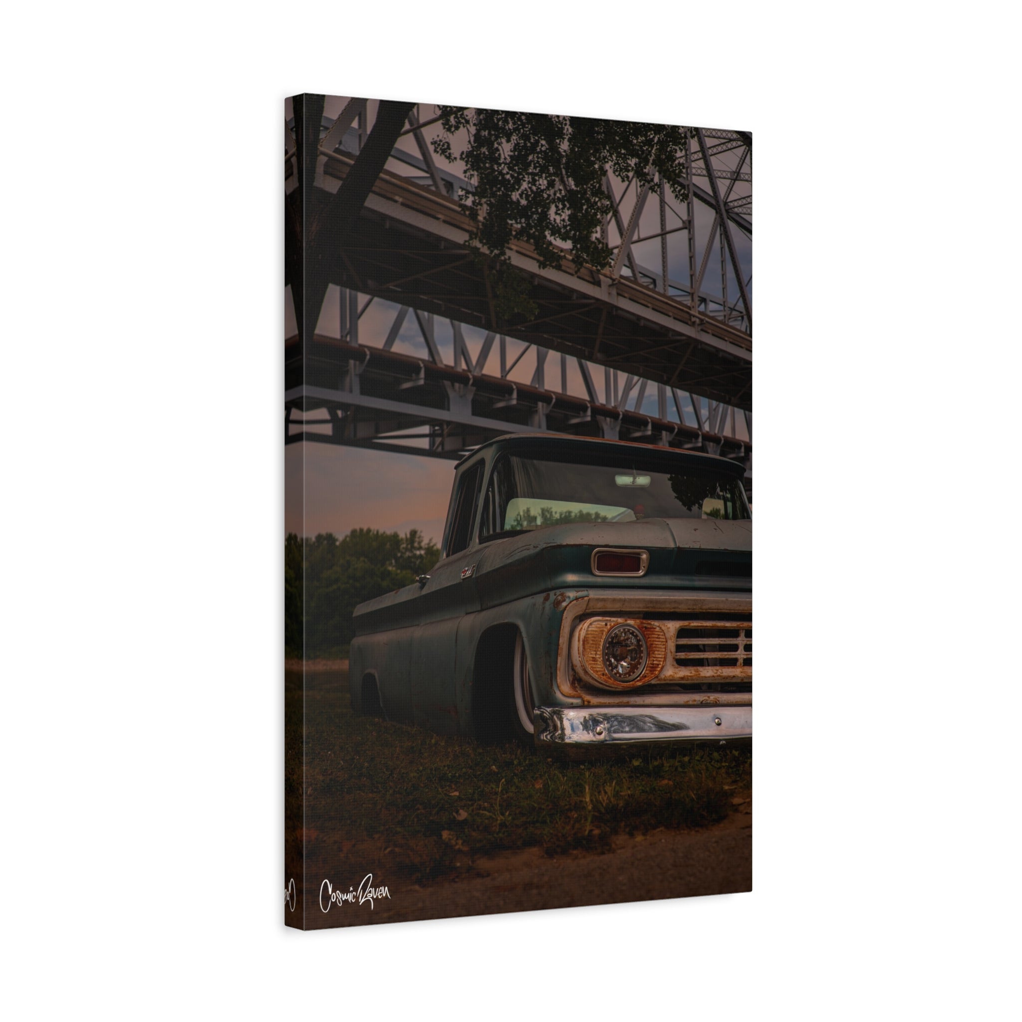 Riverbanks Canvas - Vintage Slammed Chevy Truck Canvas Art Print