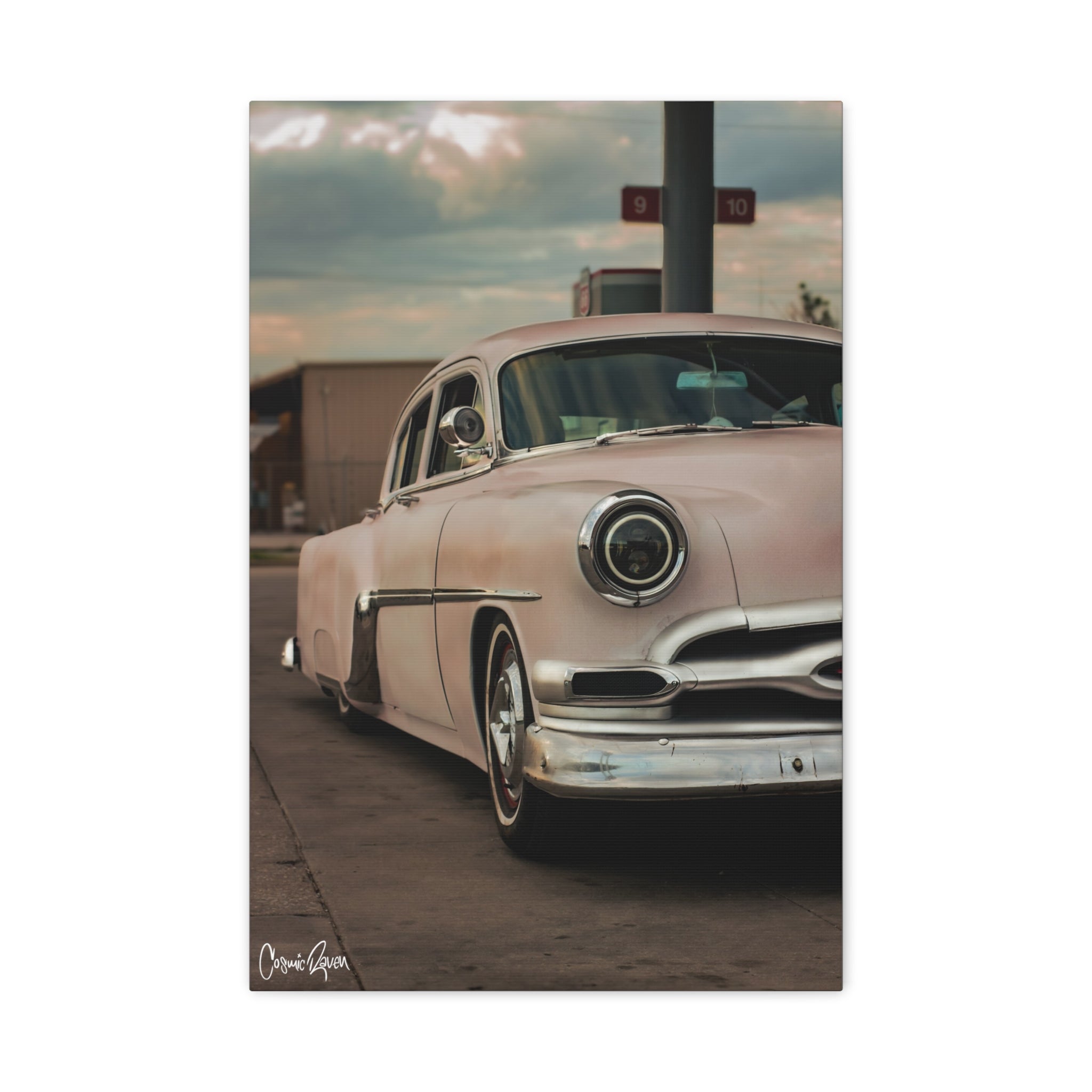 Peachy Keen Canvas- Classic Car Photography Matte Canvas Print Stretched Wall Art