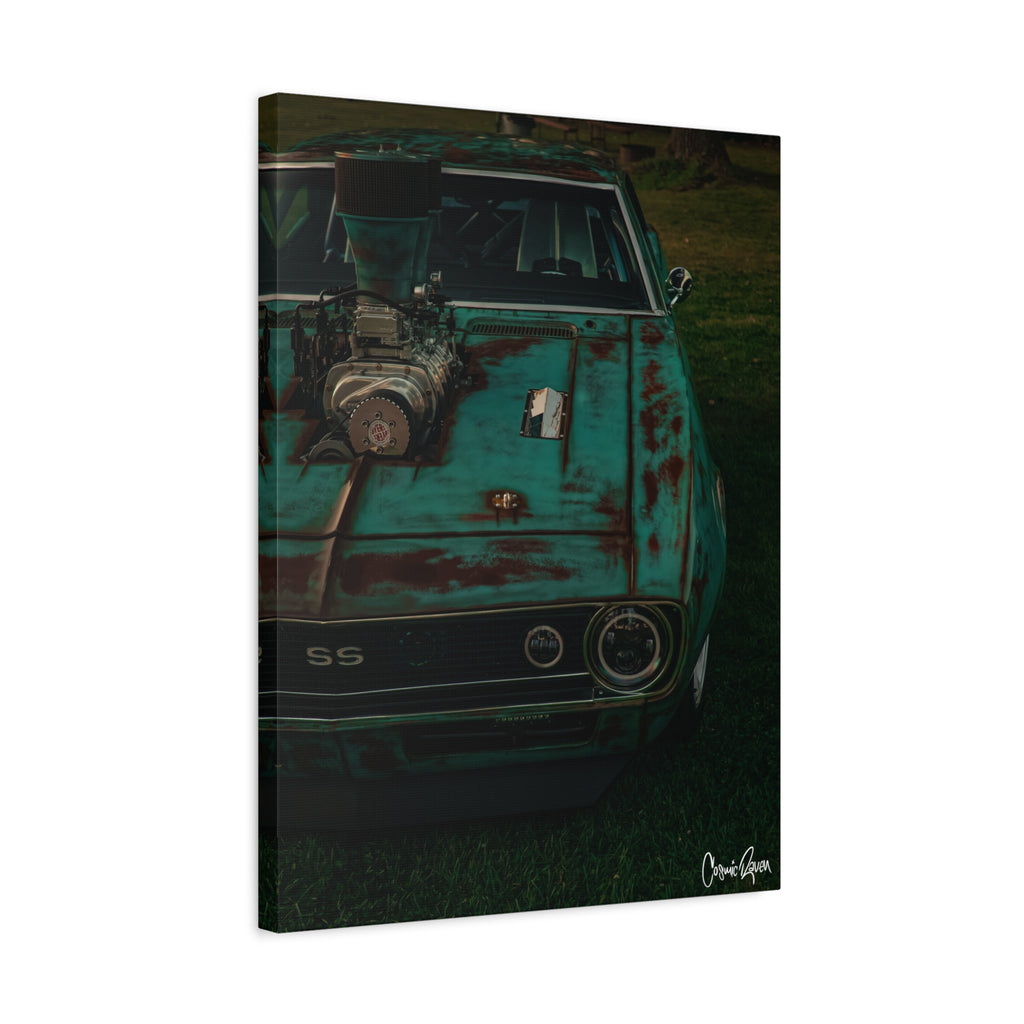 Full Throttle Canvas - Chevy Camaro Patina Rustic Car Photography Canvas Wall Art
