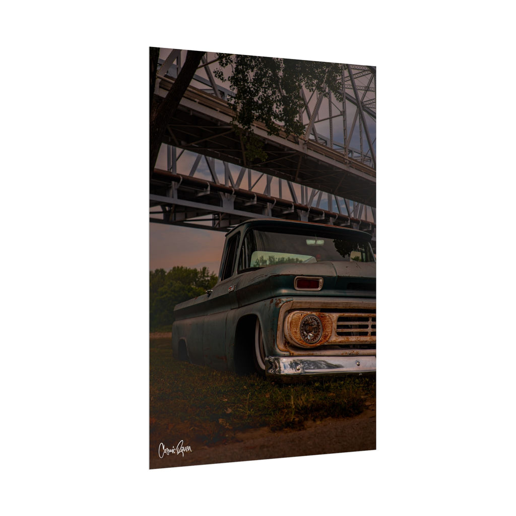 Riverbanks Poster - Vintage Slammed Chevy Truck Wall Art Print