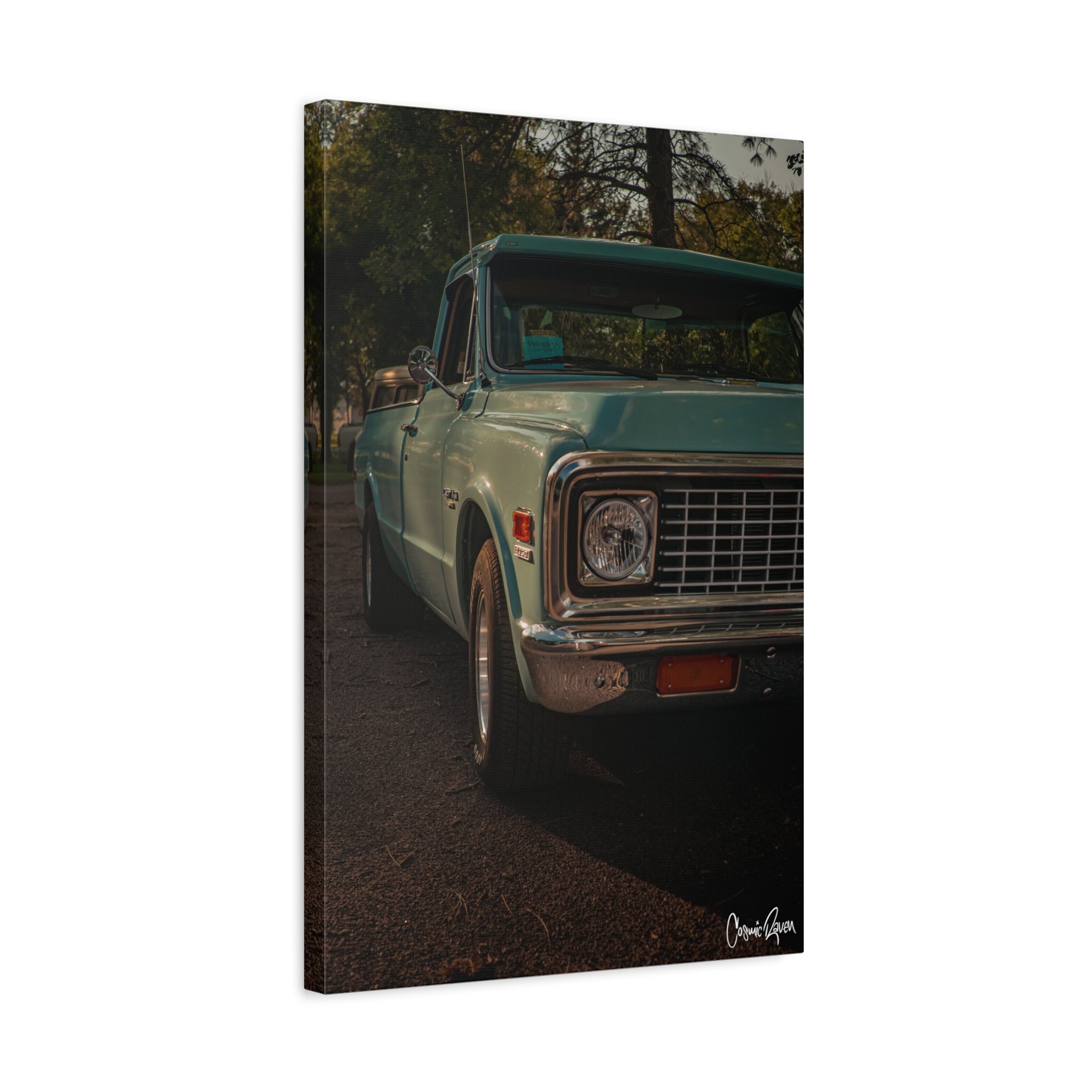 Bluebird Canvas - Vintage Teal Pickup Truck Matte Canvas Print — Stretched 1.25"