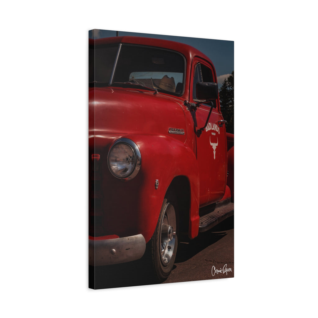 Cowpoke Canvas - Red Chevy Vintage Red Truck Canvas Art Print