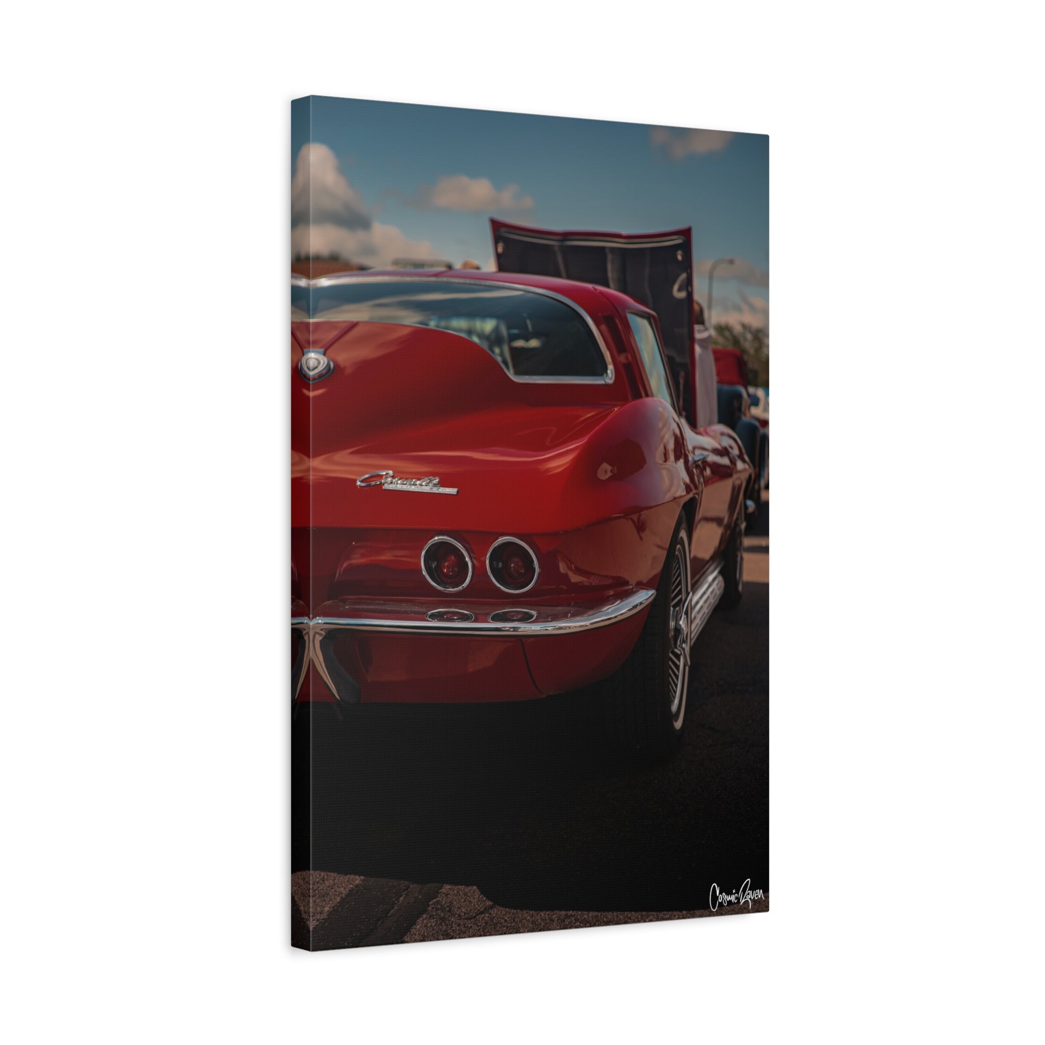 Cherrybomb Canvas - Vintage Red Corvette Car Photography Canvas Wall Art
