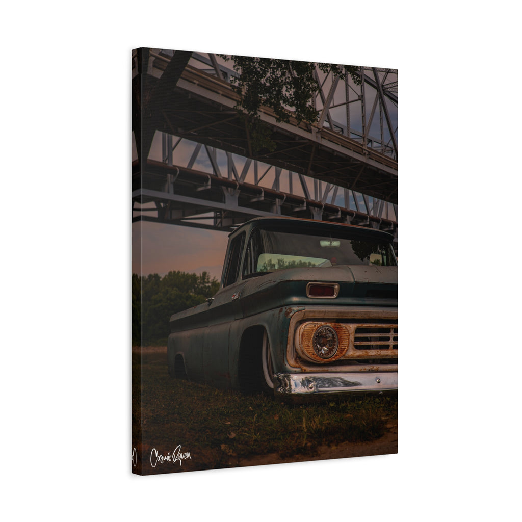 Riverbanks Canvas - Vintage Slammed Chevy Truck Canvas Art Print
