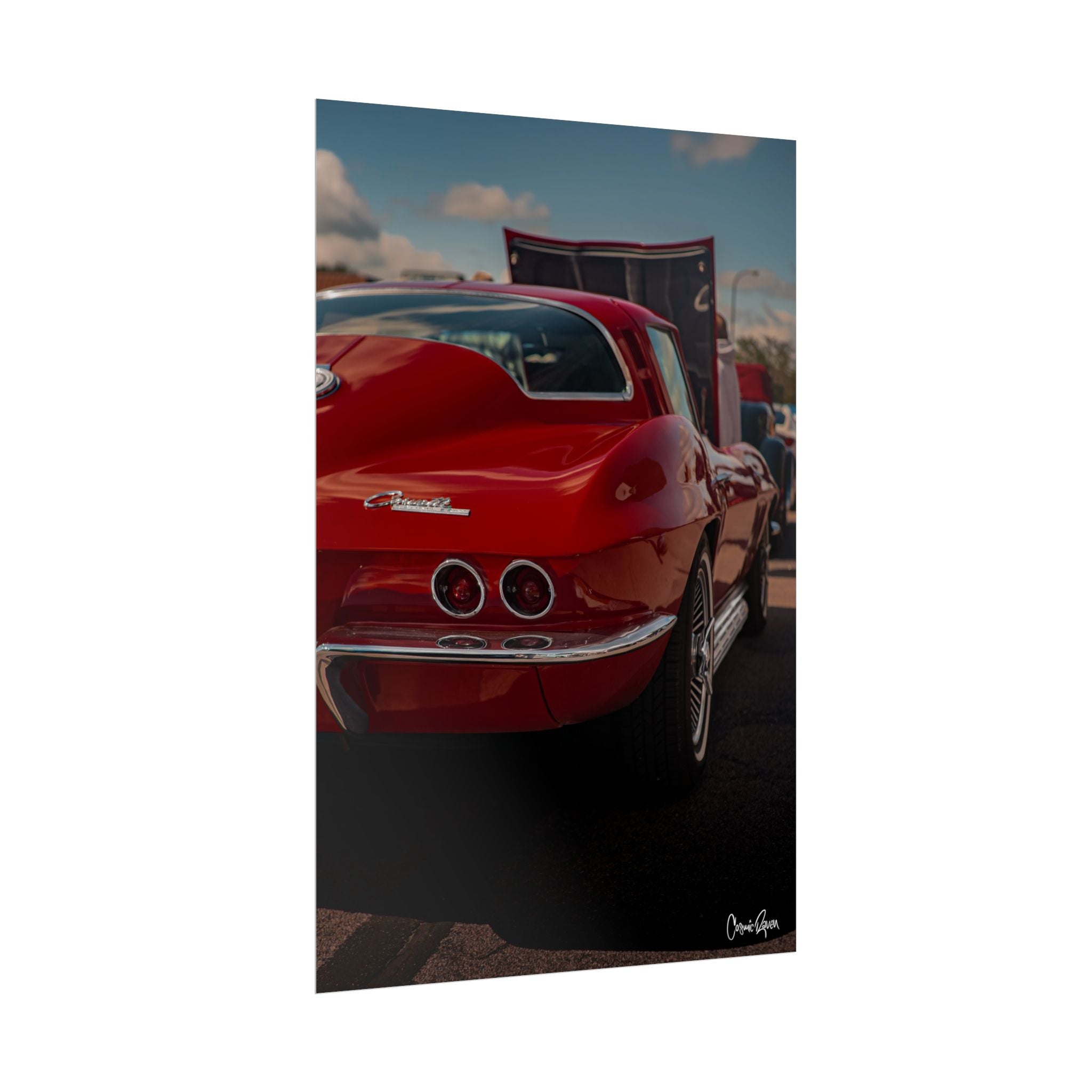 Cherrybomb Poster - Vintage Red Corvette Classic Car Photography Wall Art