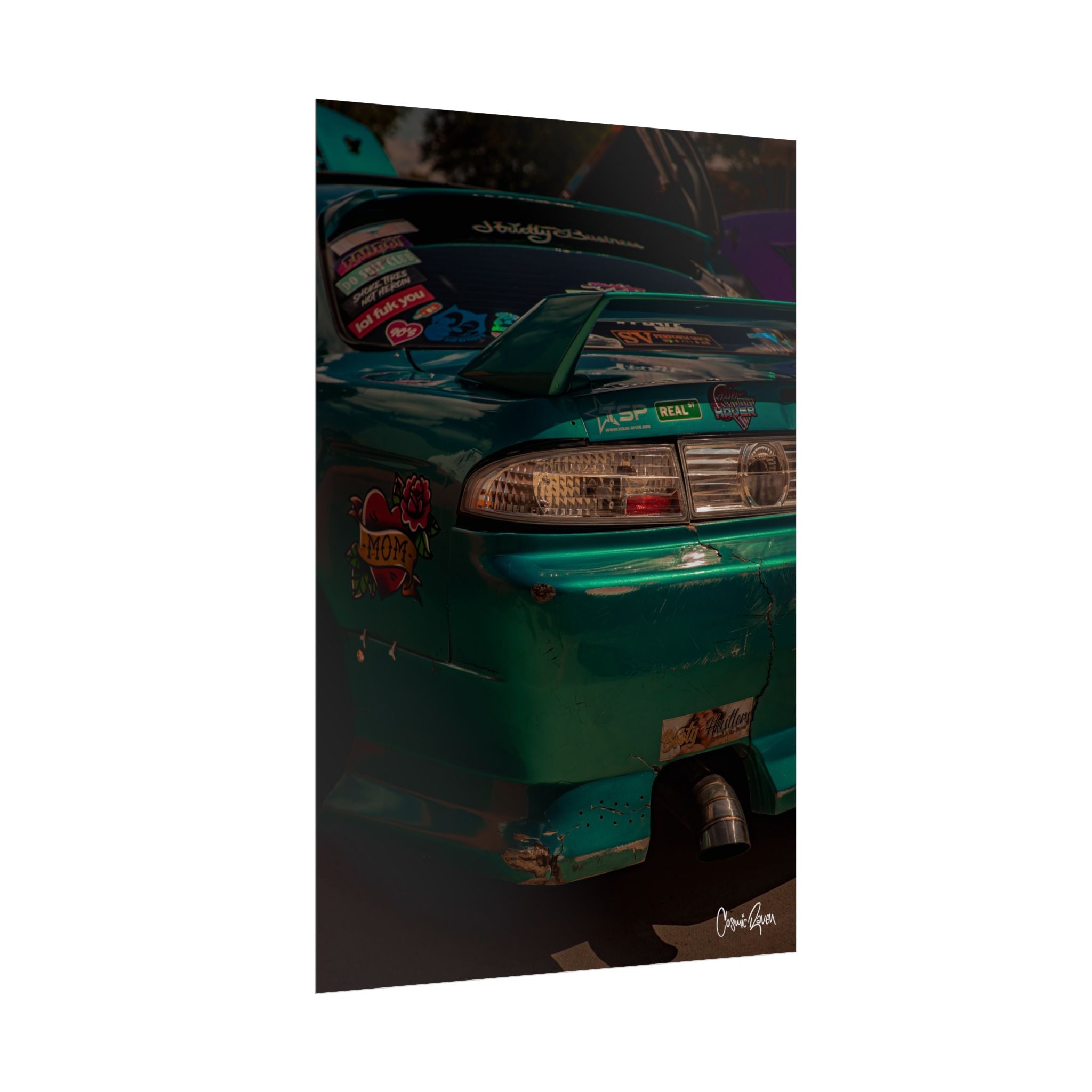 Sticker Bombed Poster — Drift Car Automotive Photography Wall Art