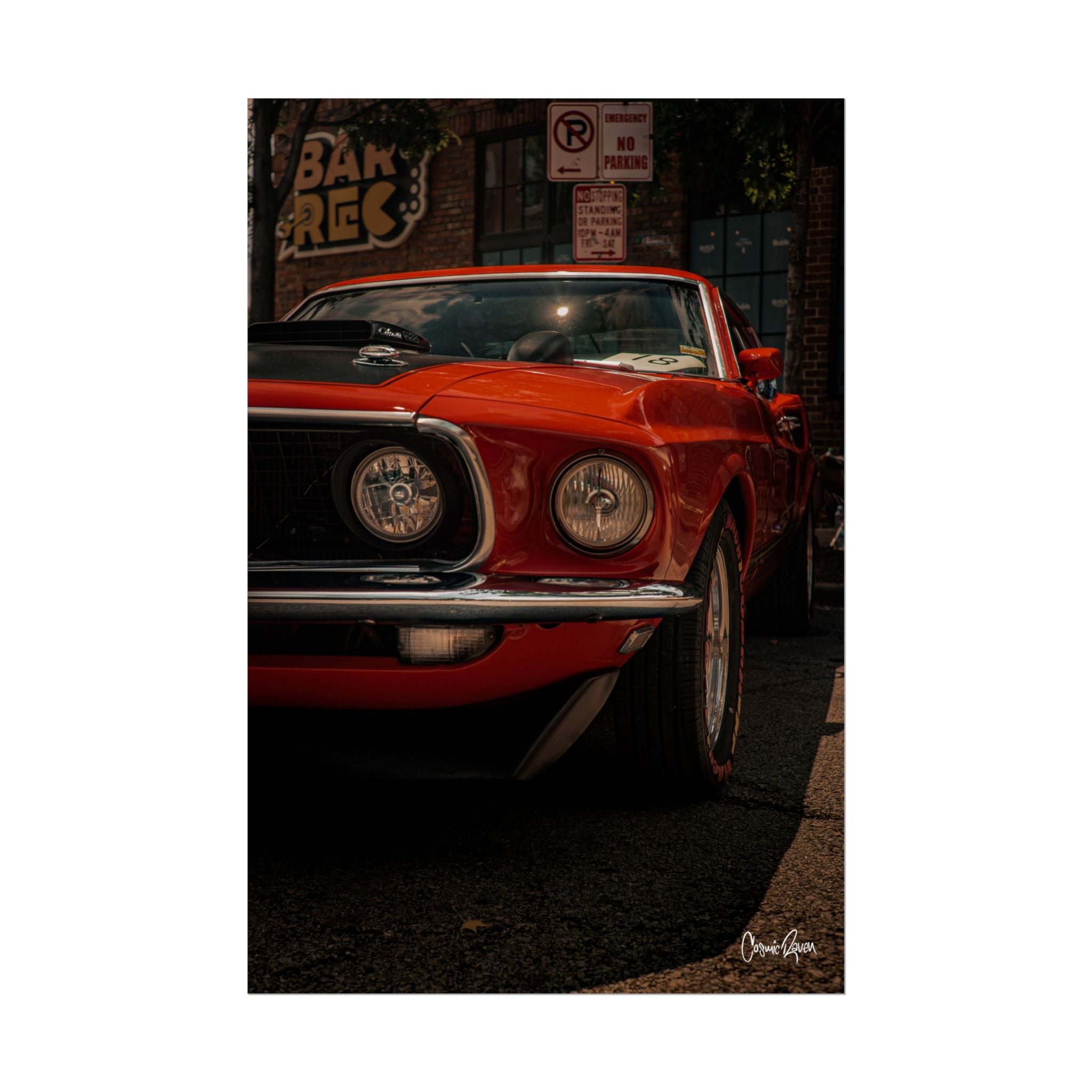 Sunlit Stallion Poster — Classic Mustang VintageMuscle Car Wall Art (Rolled)