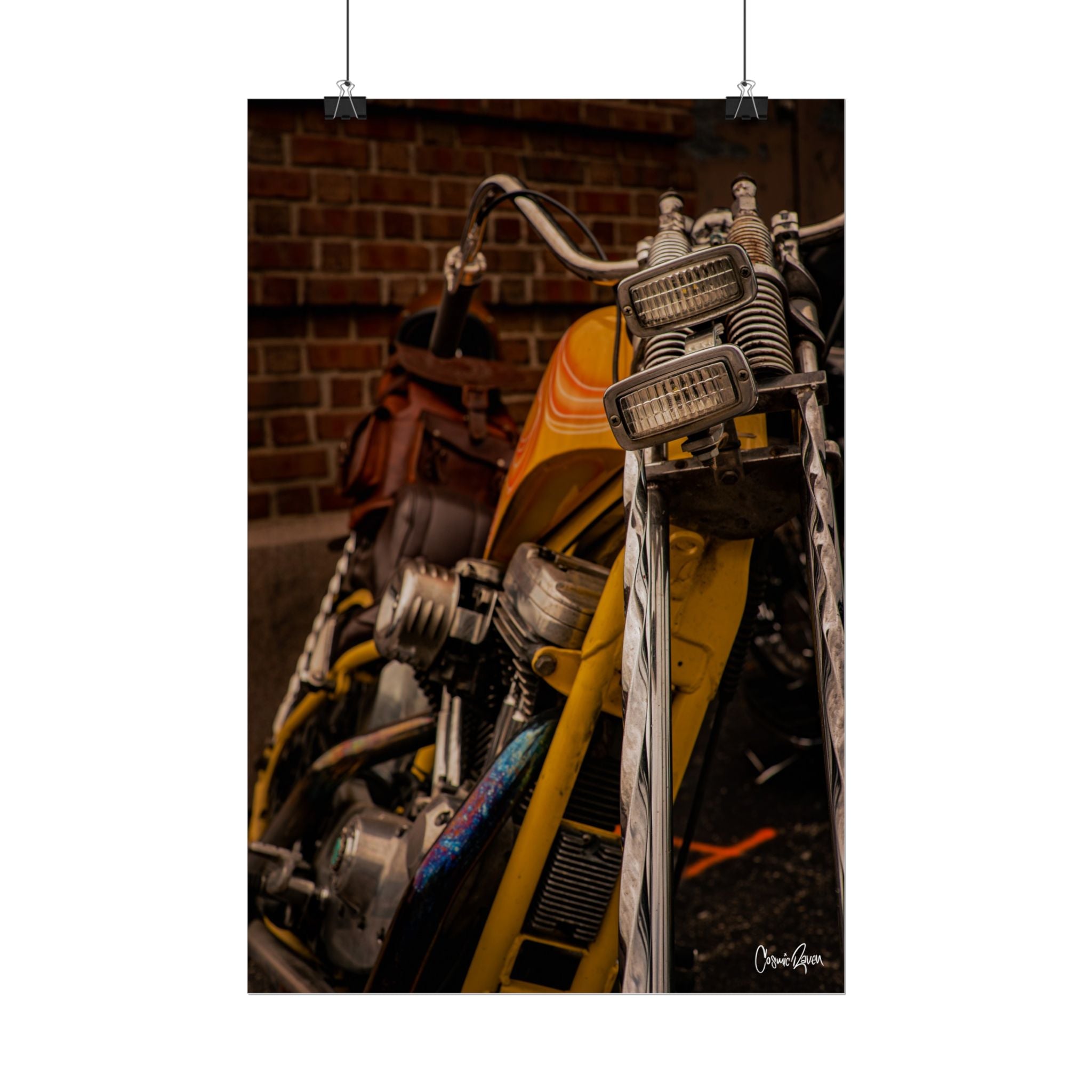 Yellowjacket Poster — Vintage Chopper Motorcycle Close-Up Photography Wall Art