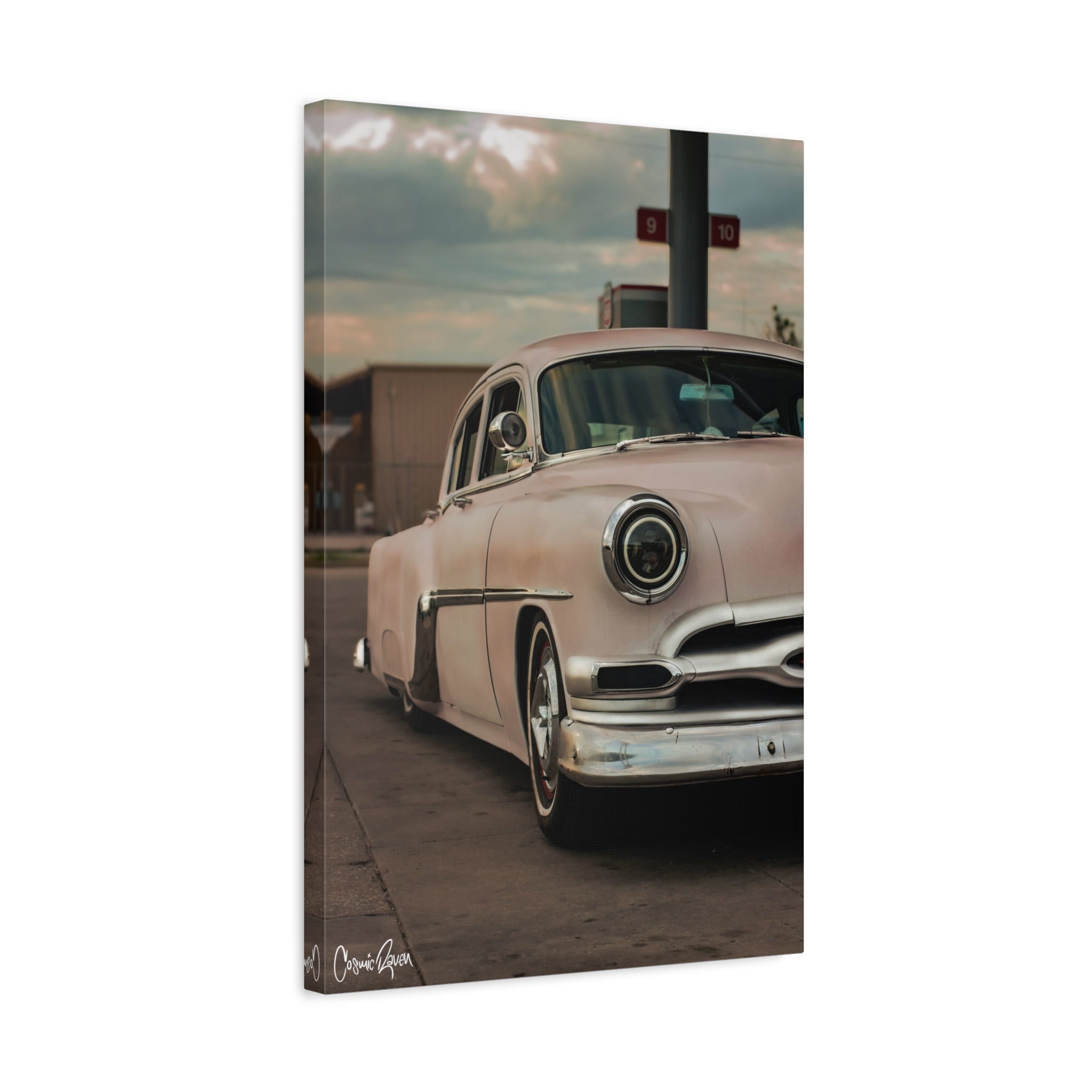 Peachy Keen Canvas- Classic Car Photography Matte Canvas Print Stretched Wall Art