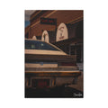 Brick & Rust Canvas - Vintage Car Rear View Matte Canvas Print Retro Wall Art