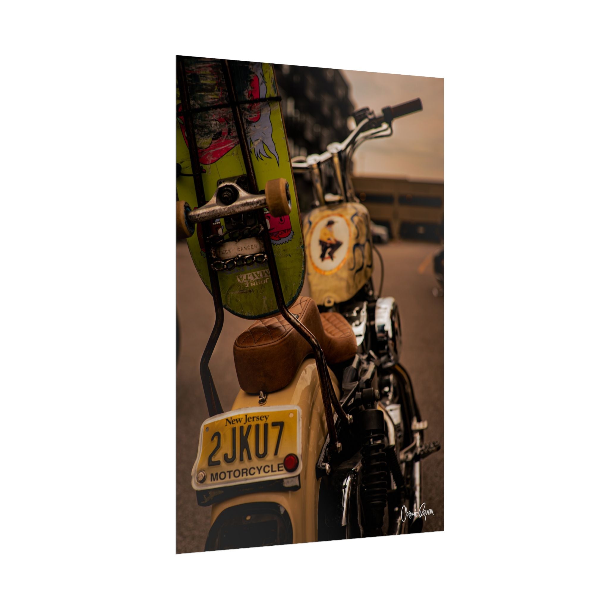 Kickflip Cowboy Poster - Vintage Motorcycle Canvas Art Print