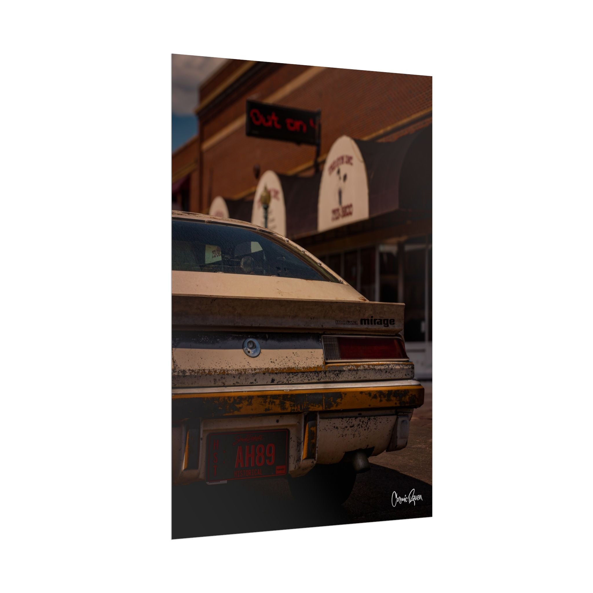 Brick & Rust Poster - Mirage Vintage Car Retro Main Street Backview Photography Print