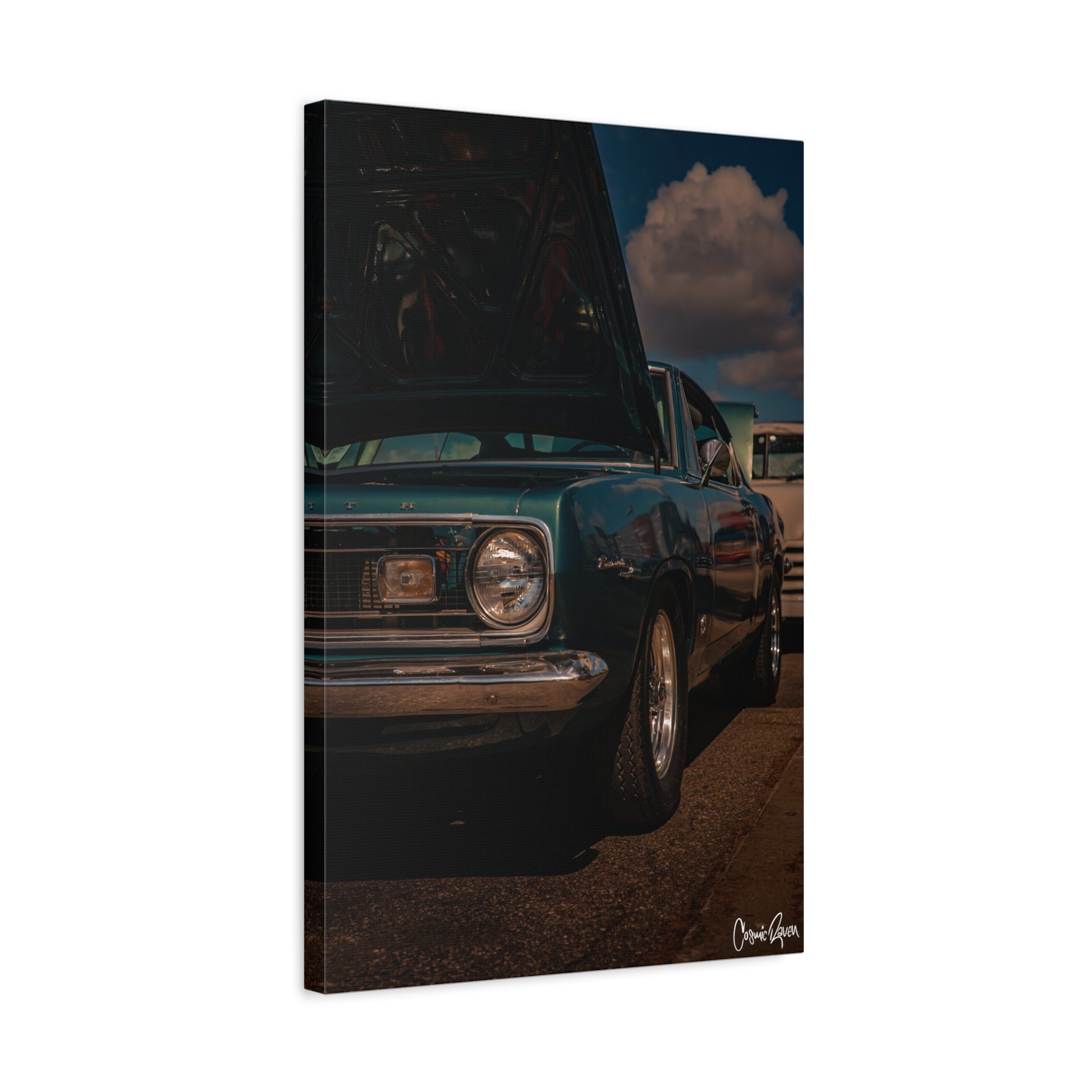 Mom’s Checkered Flag Canvas - 67 Barracuda Vintage Muscle Car Photography Print Wall Art