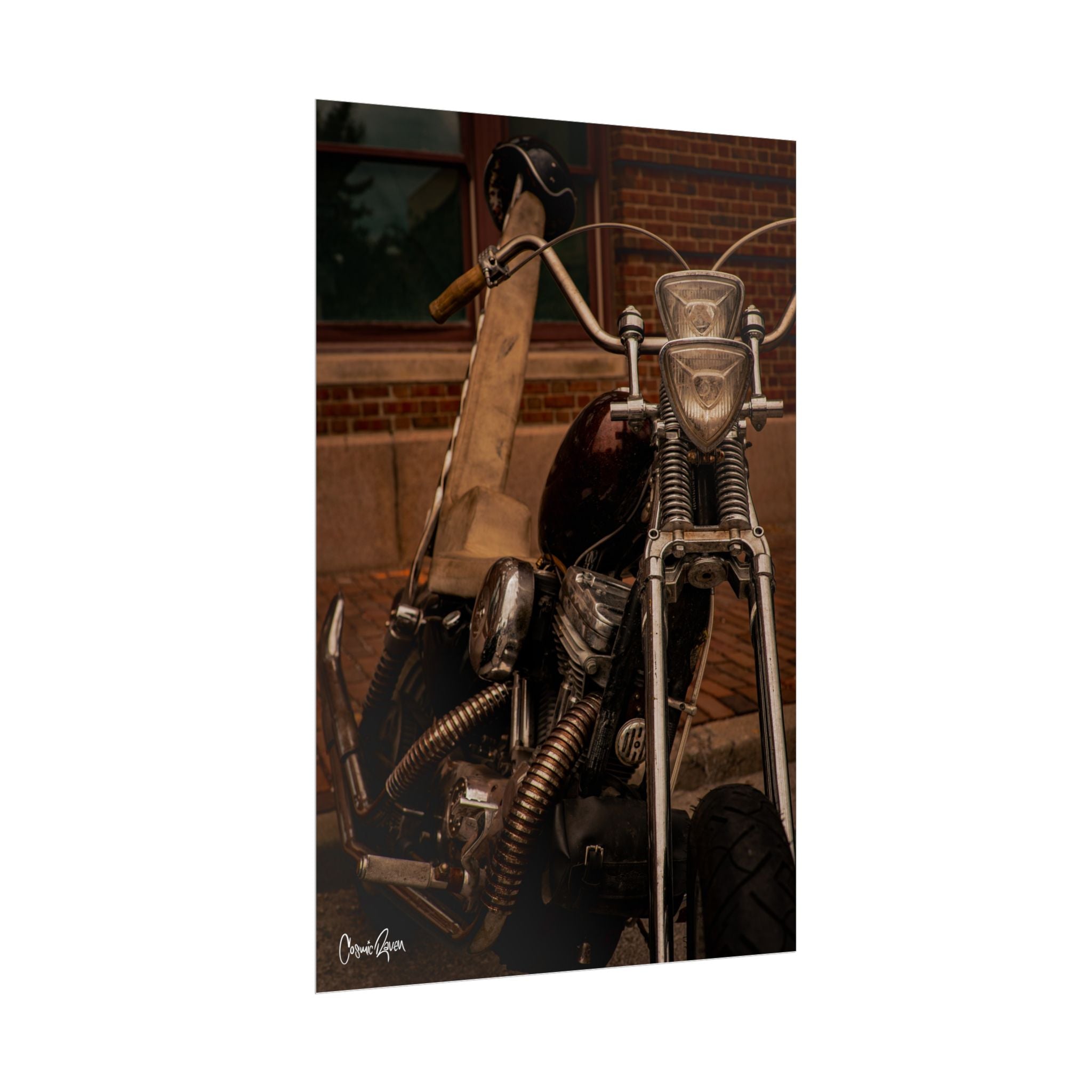 Cherry Riot Poster - Vintage Chopper Motorcycle Photography Rustic Retro Bike Wall Art