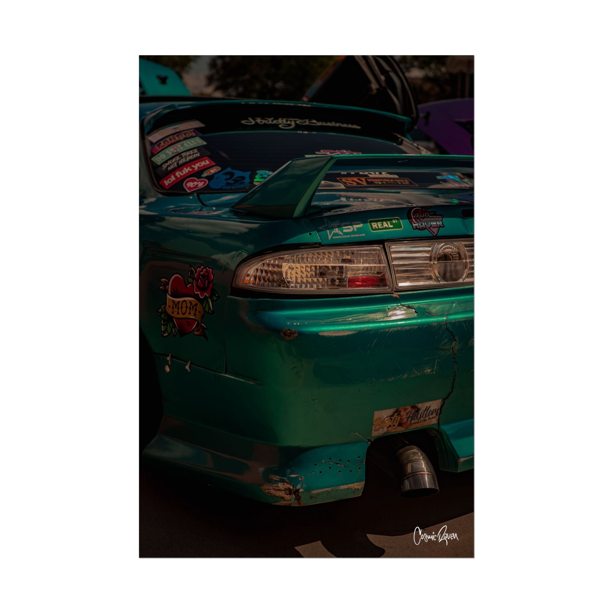 Sticker Bombed Poster — Drift Car Automotive Photography Wall Art