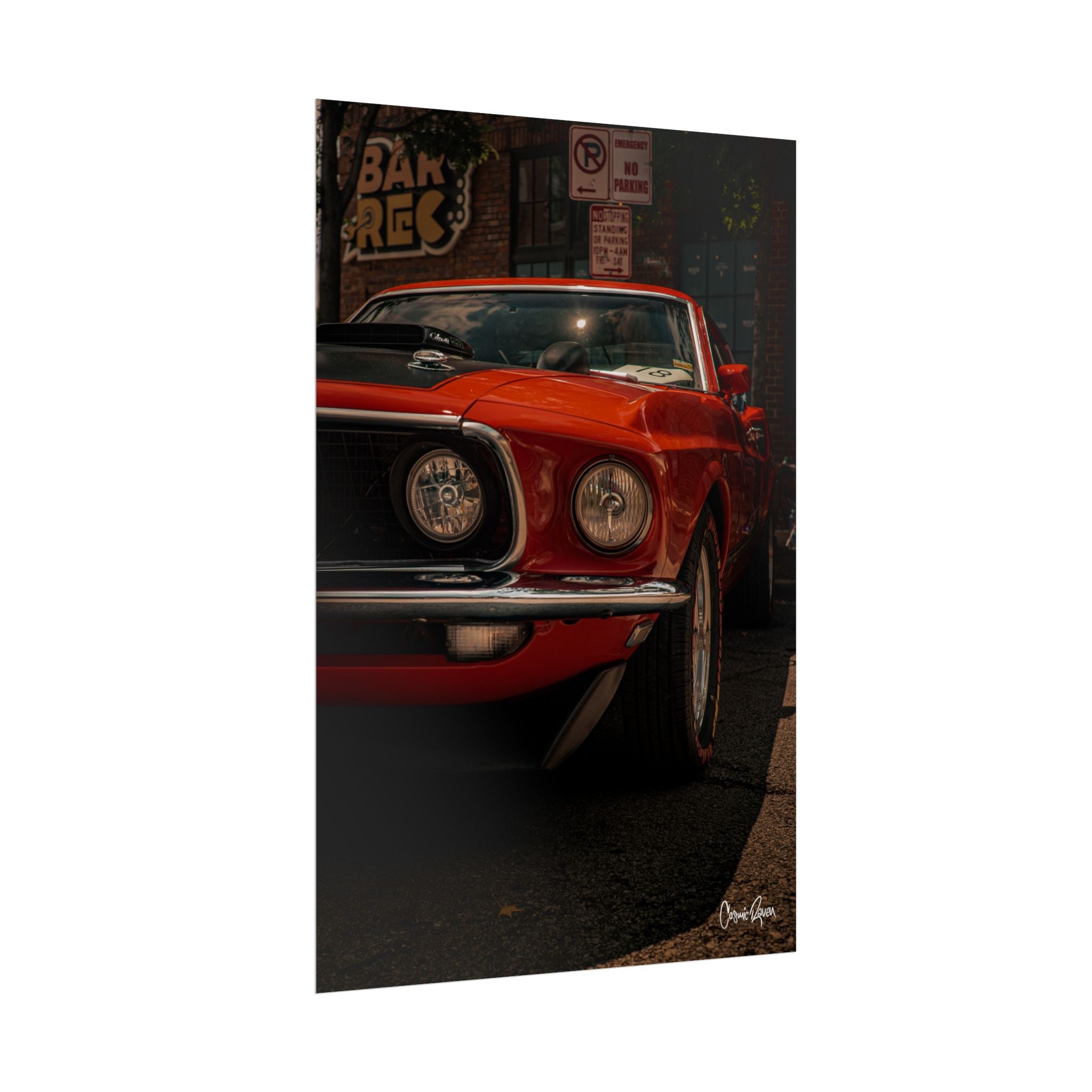 Sunlit Stallion Poster — Classic Mustang VintageMuscle Car Wall Art (Rolled)