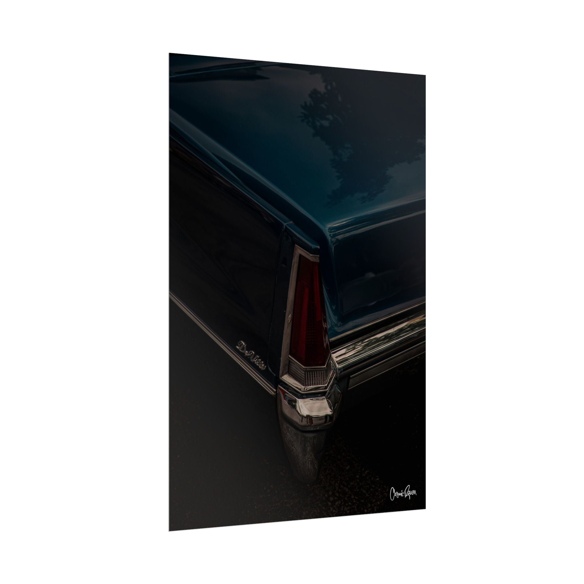 Obsidian Blue Poster — Vintage Cadillac Moody Classic Car Photography Wall Art