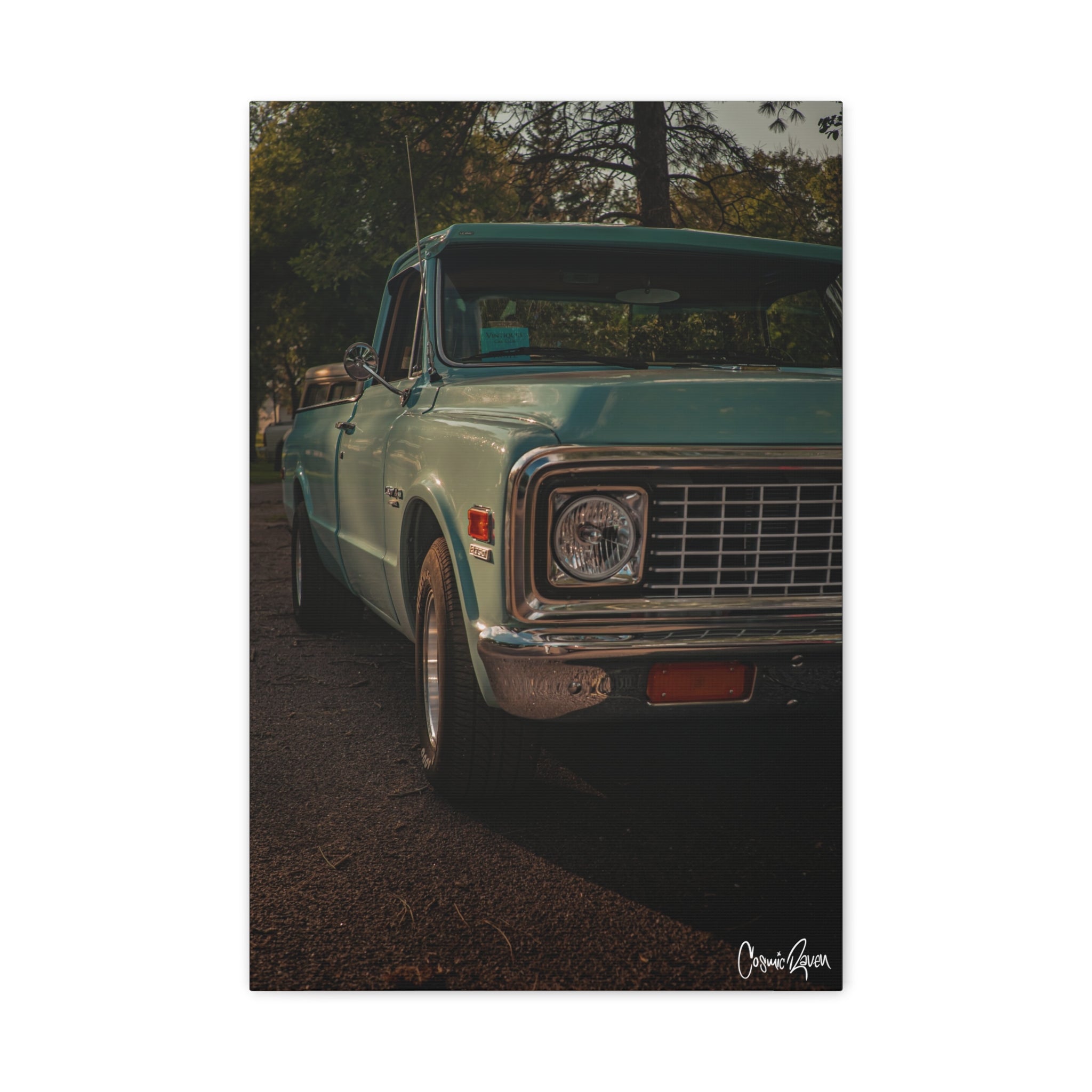 Bluebird Canvas - Vintage Teal Pickup Truck Matte Canvas Print — Stretched 1.25"