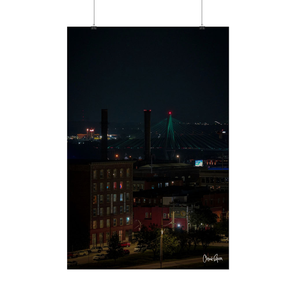 Kansas City Poster -Urban Nightscape Downtown Industrial Skyline Photography Wall Art