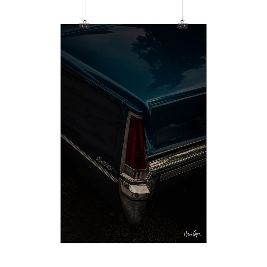 Obsidian Blue Poster — Vintage Cadillac Moody Classic Car Photography Wall Art