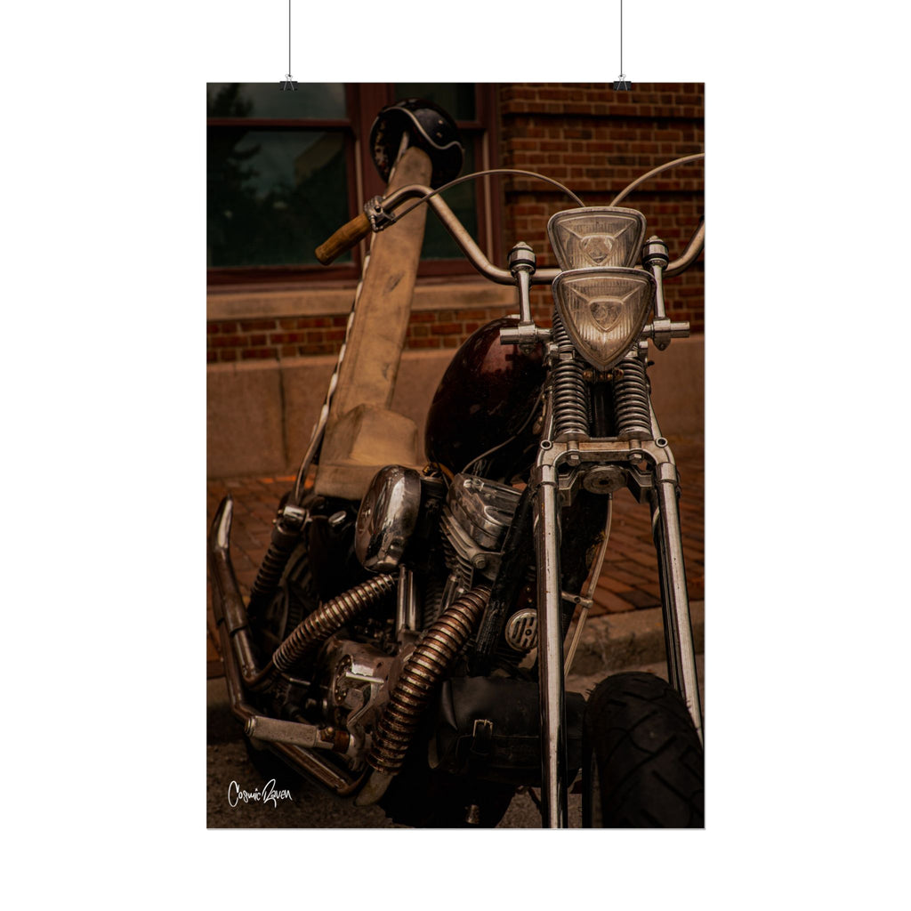 Cherry Riot Poster - Vintage Chopper Motorcycle Photography Rustic Retro Bike Wall Art