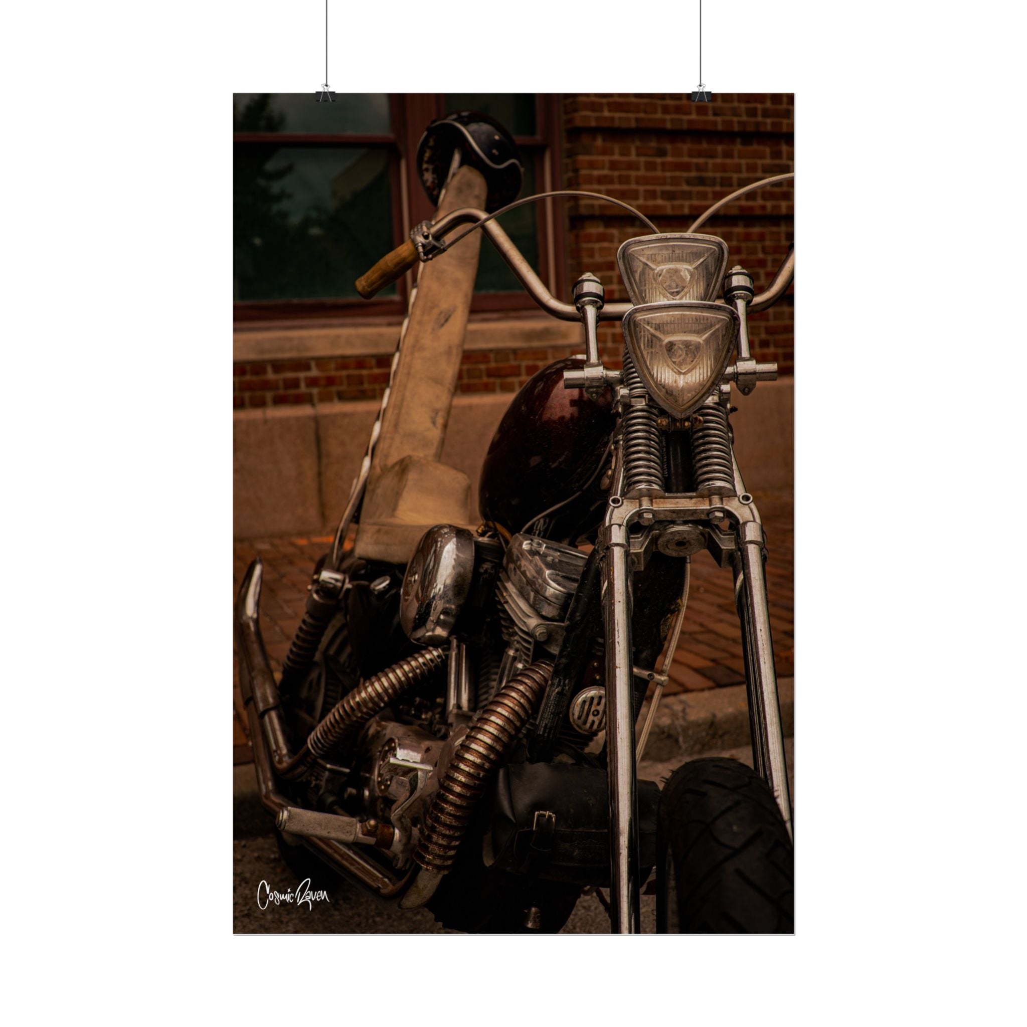 Cherry Riot Poster - Vintage Chopper Motorcycle Photography Rustic Retro Bike Wall Art