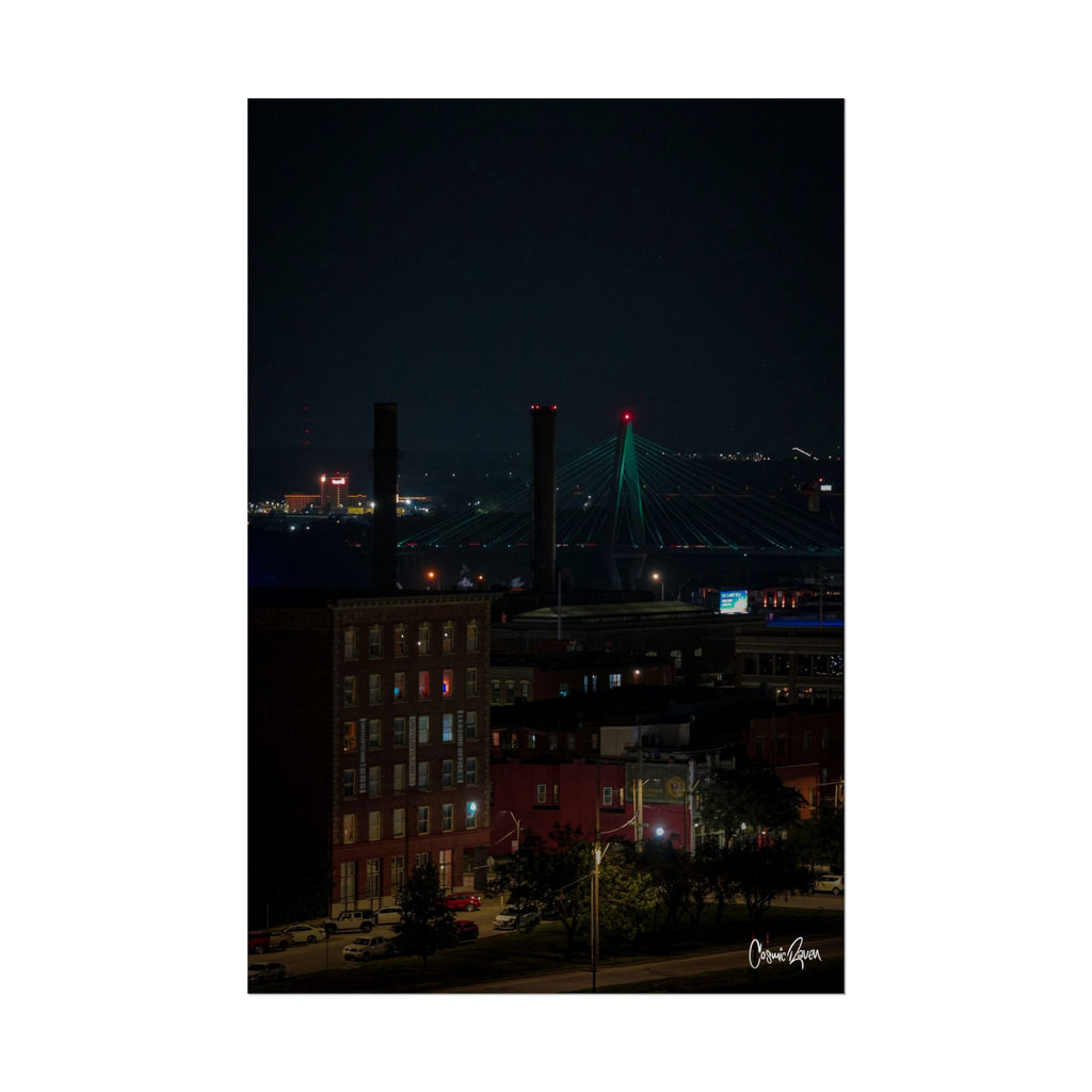 Kansas City Poster -Urban Nightscape Downtown Industrial Skyline Photography Wall Art