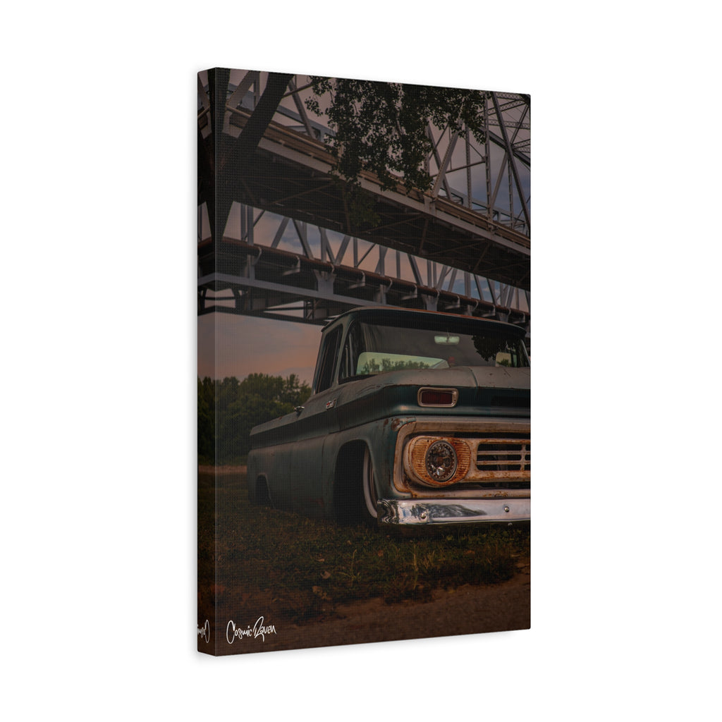 Riverbanks Canvas - Vintage Slammed Chevy Truck Canvas Art Print